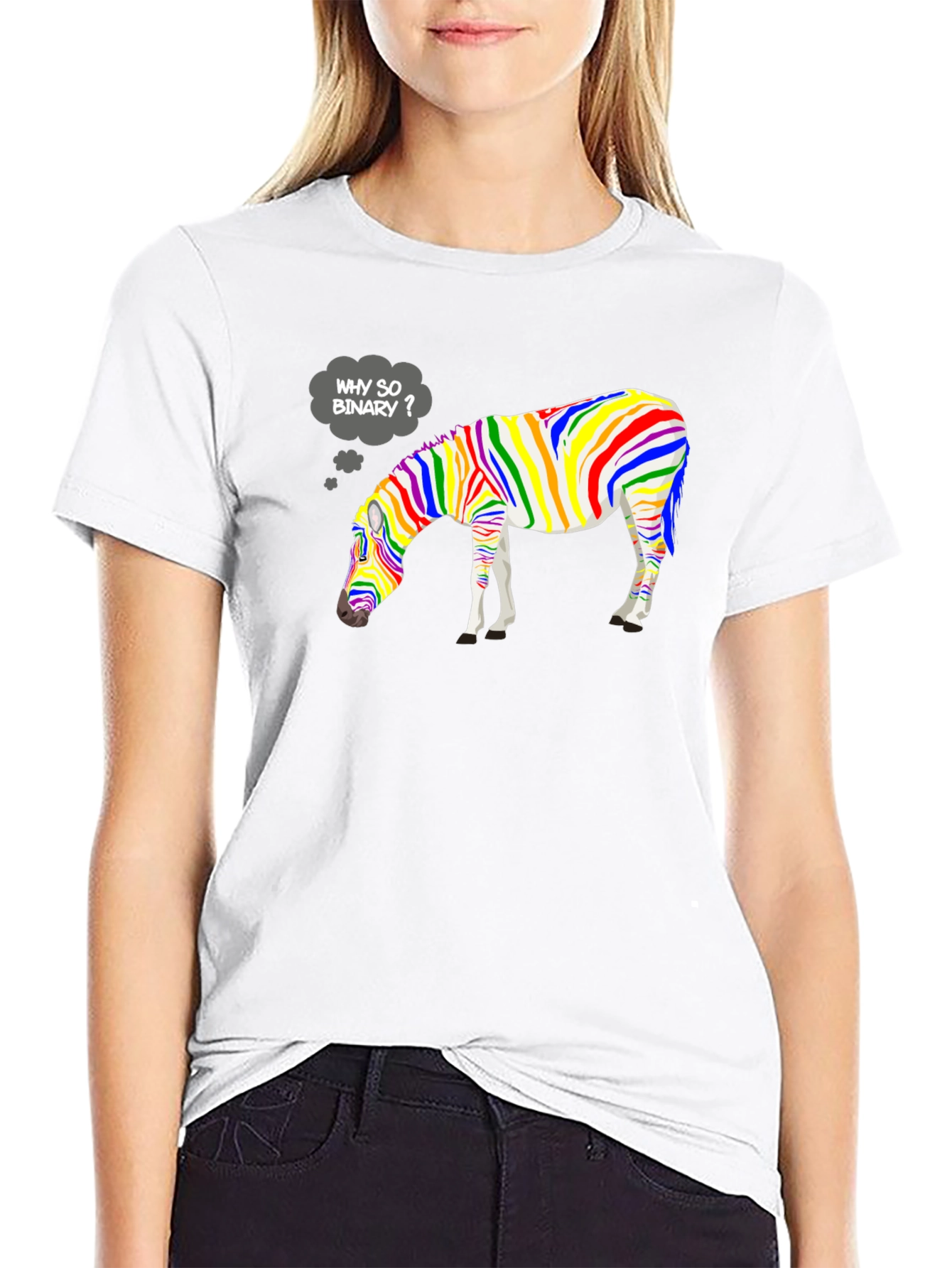 Why So Binary? Rainbow Zebra Graphic Tee