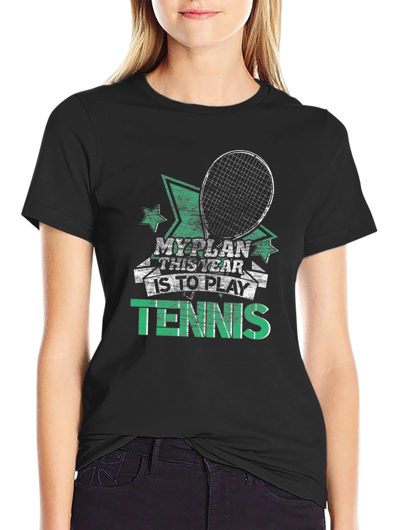 Tennis Player Black T-Shirt - My Plan This Year