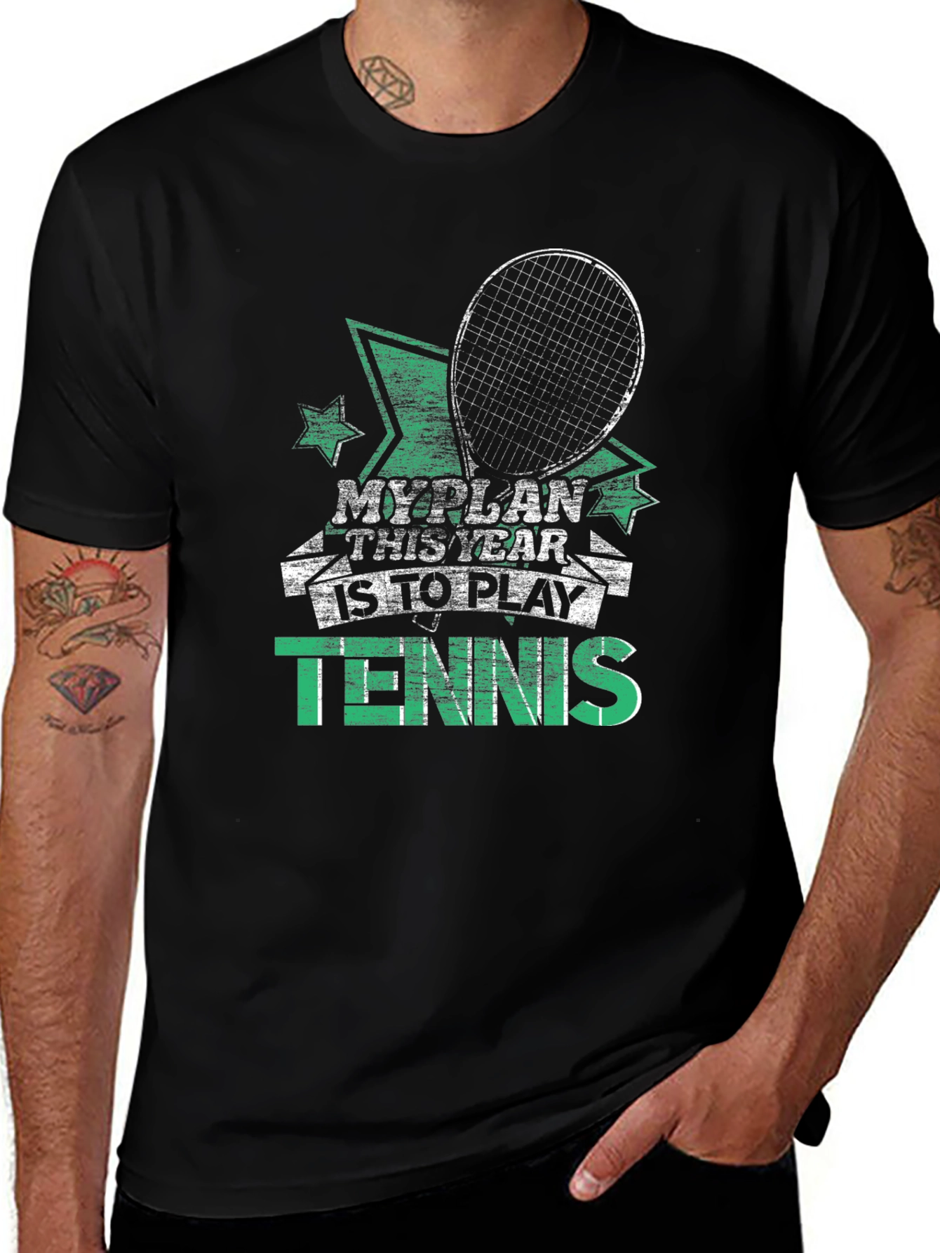 Tennis Player Black T-Shirt - My Plan This Year