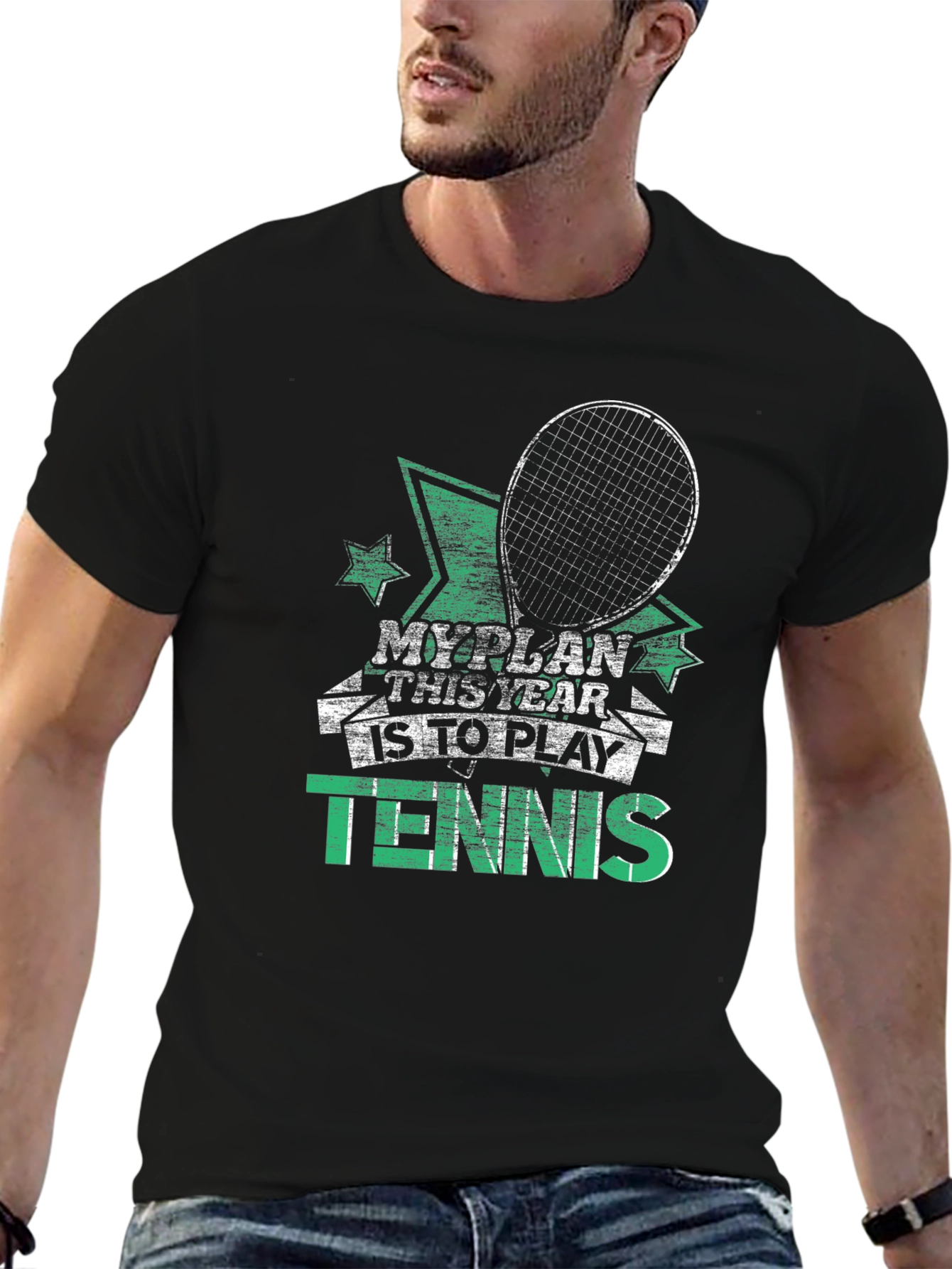Tennis Player Black T-Shirt - My Plan This Year