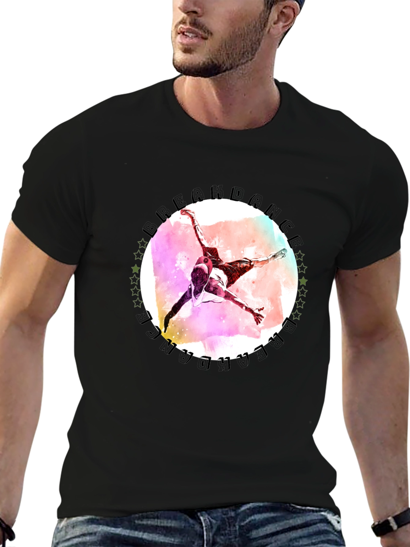Freedance Graphic Tee - Artistic Mens Black T-Shirt