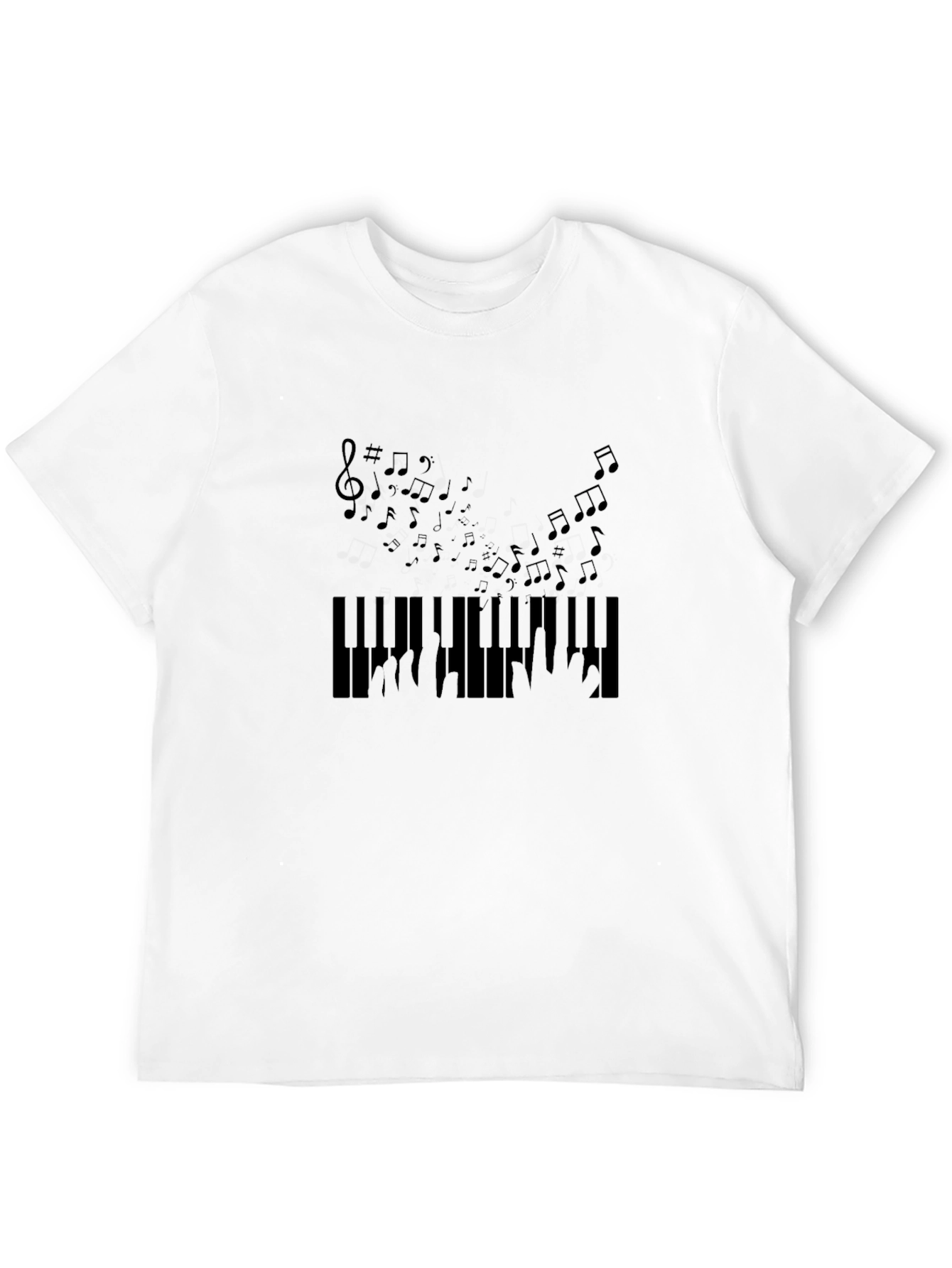 Music Inspired Piano Keys Graphic Tee - Black