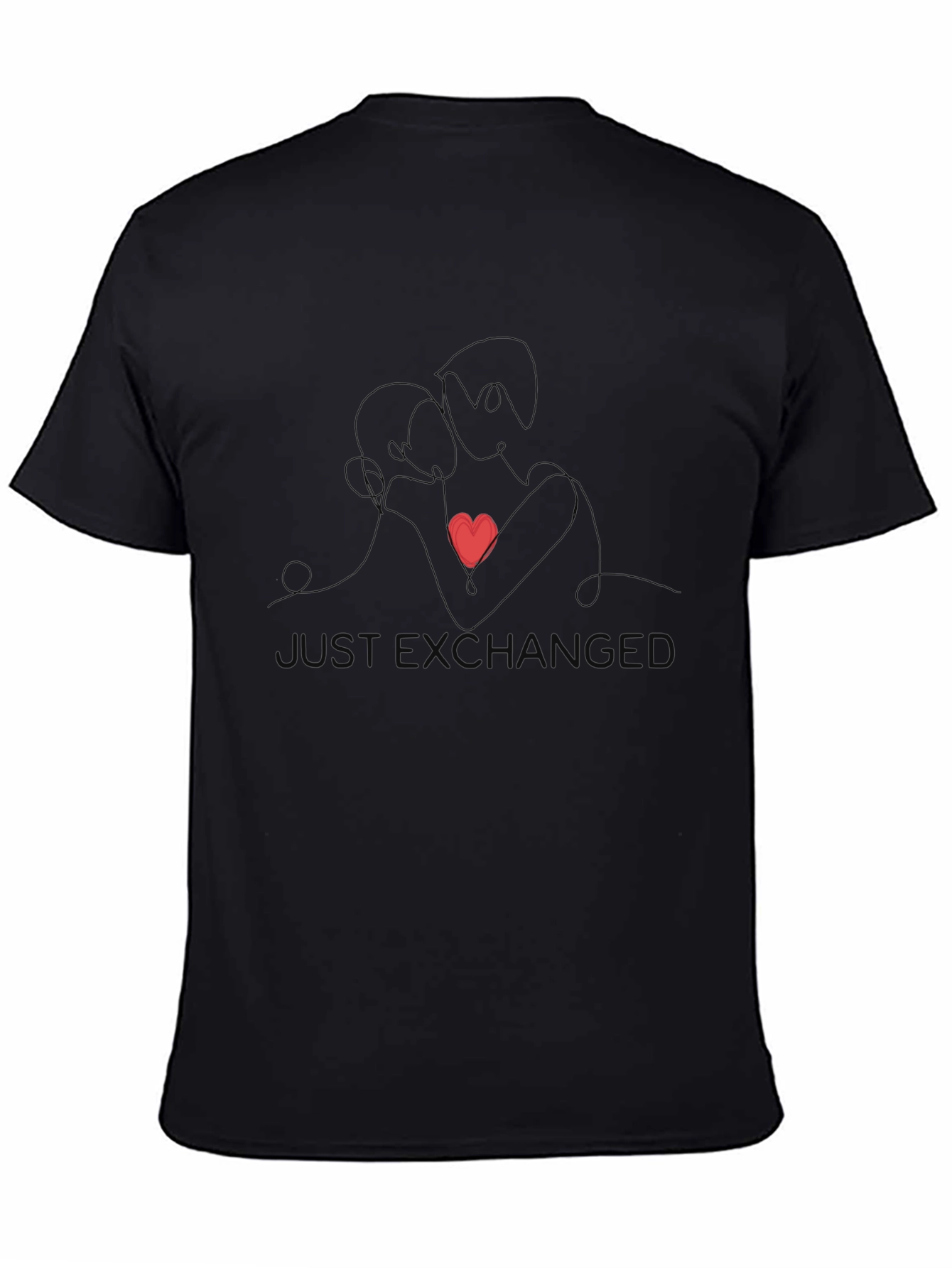 Romantic Couple Graphic Black T-Shirt