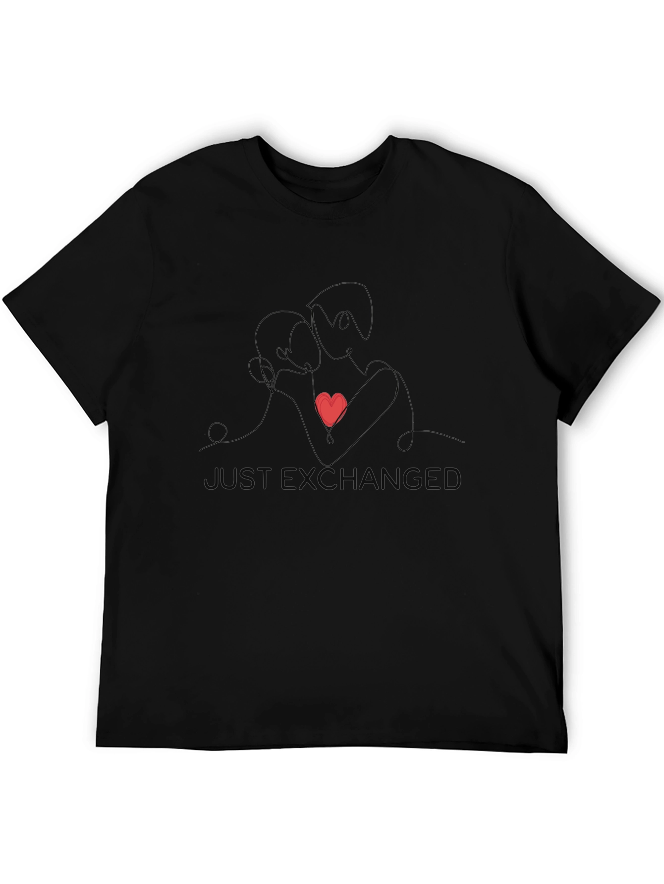 Romantic Couple Graphic Black T-Shirt