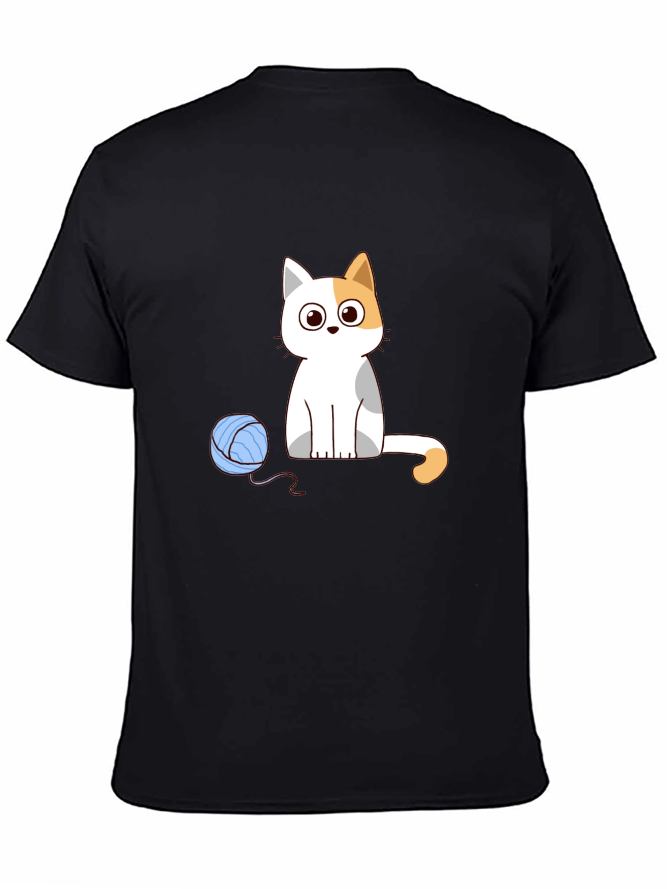 Cartoon Cat & Yarn Ball Graphic Tee