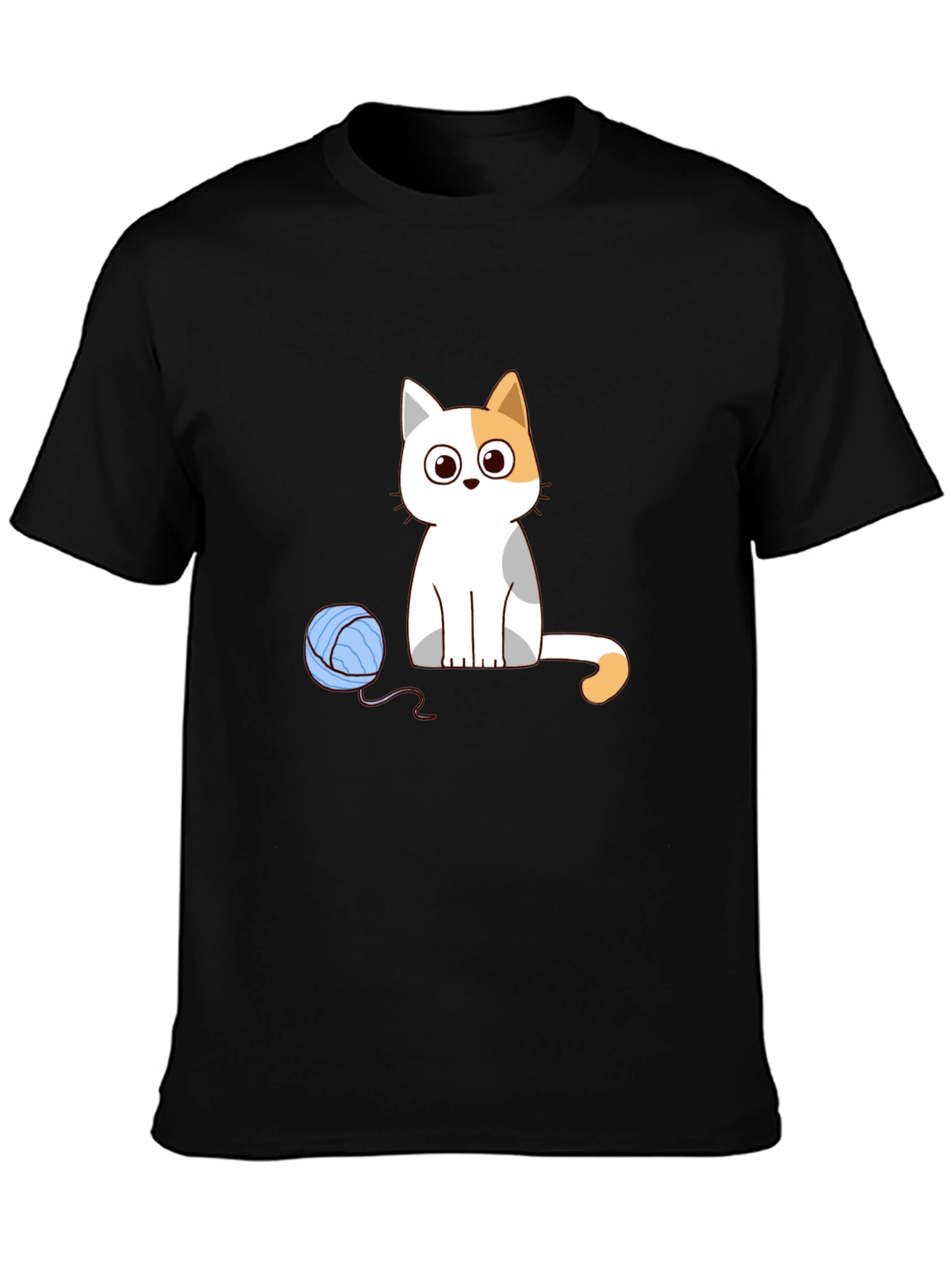 Cartoon Cat & Yarn Ball Graphic Tee