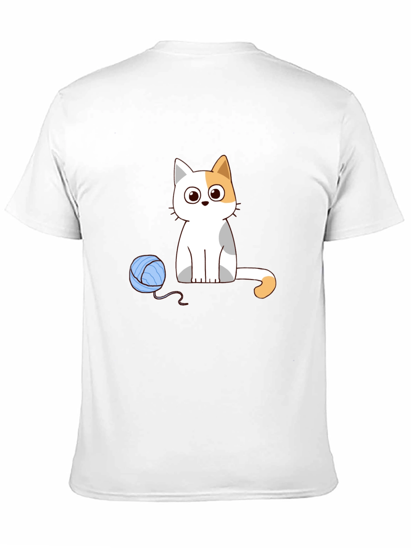 Cartoon Cat & Yarn Ball Graphic Tee