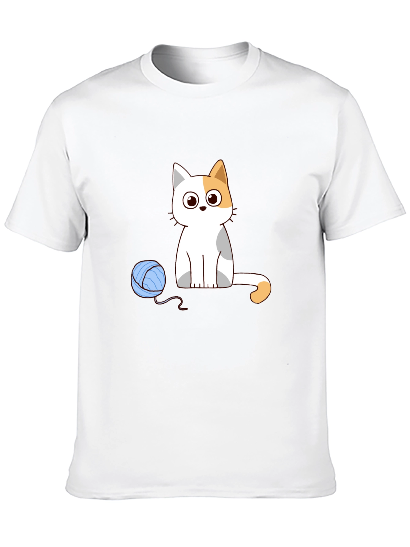 Cartoon Cat & Yarn Ball Graphic Tee