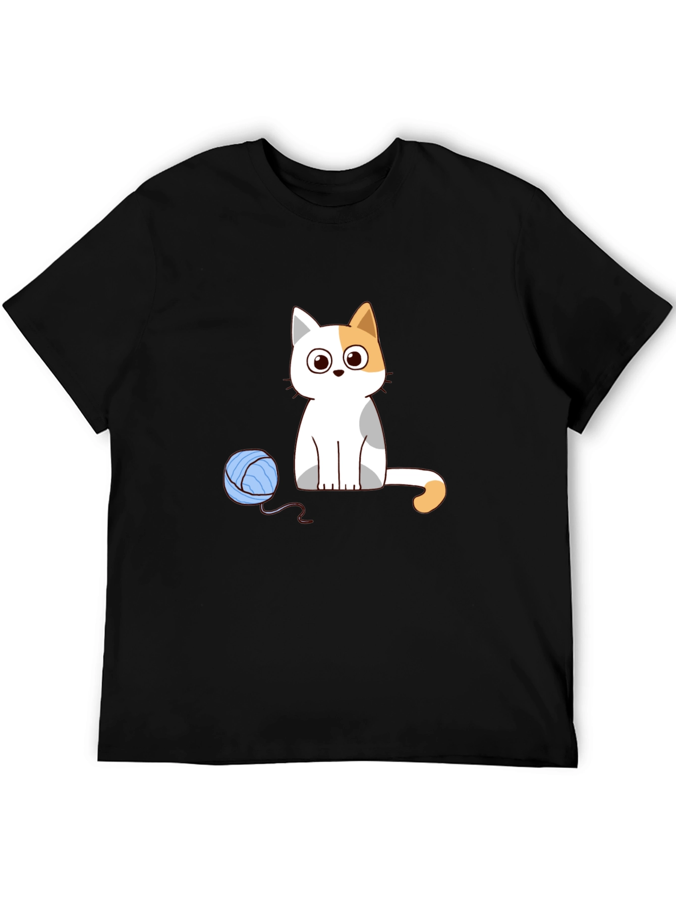 Cartoon Cat & Yarn Ball Graphic Tee