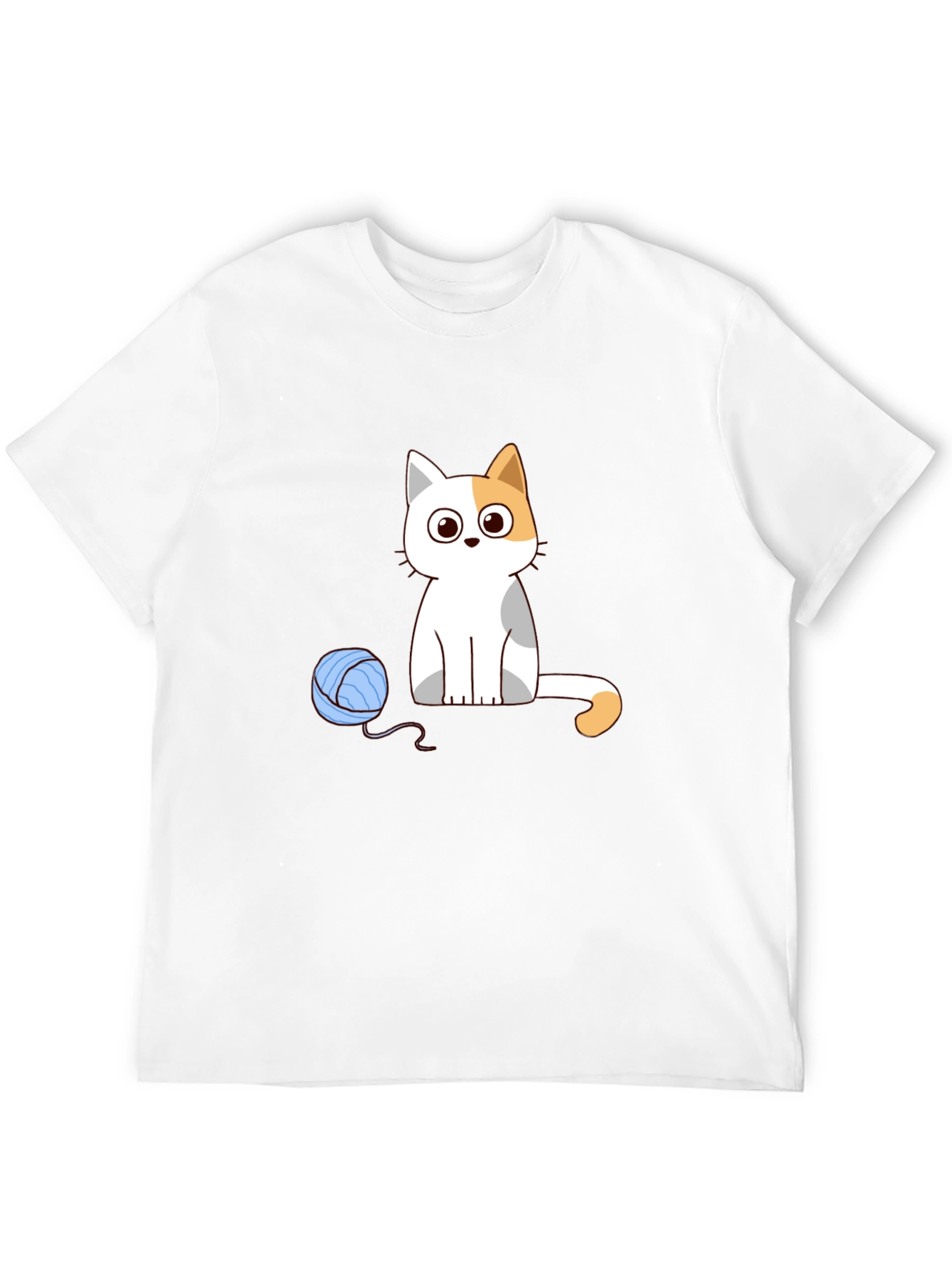 Cartoon Cat & Yarn Ball Graphic Tee