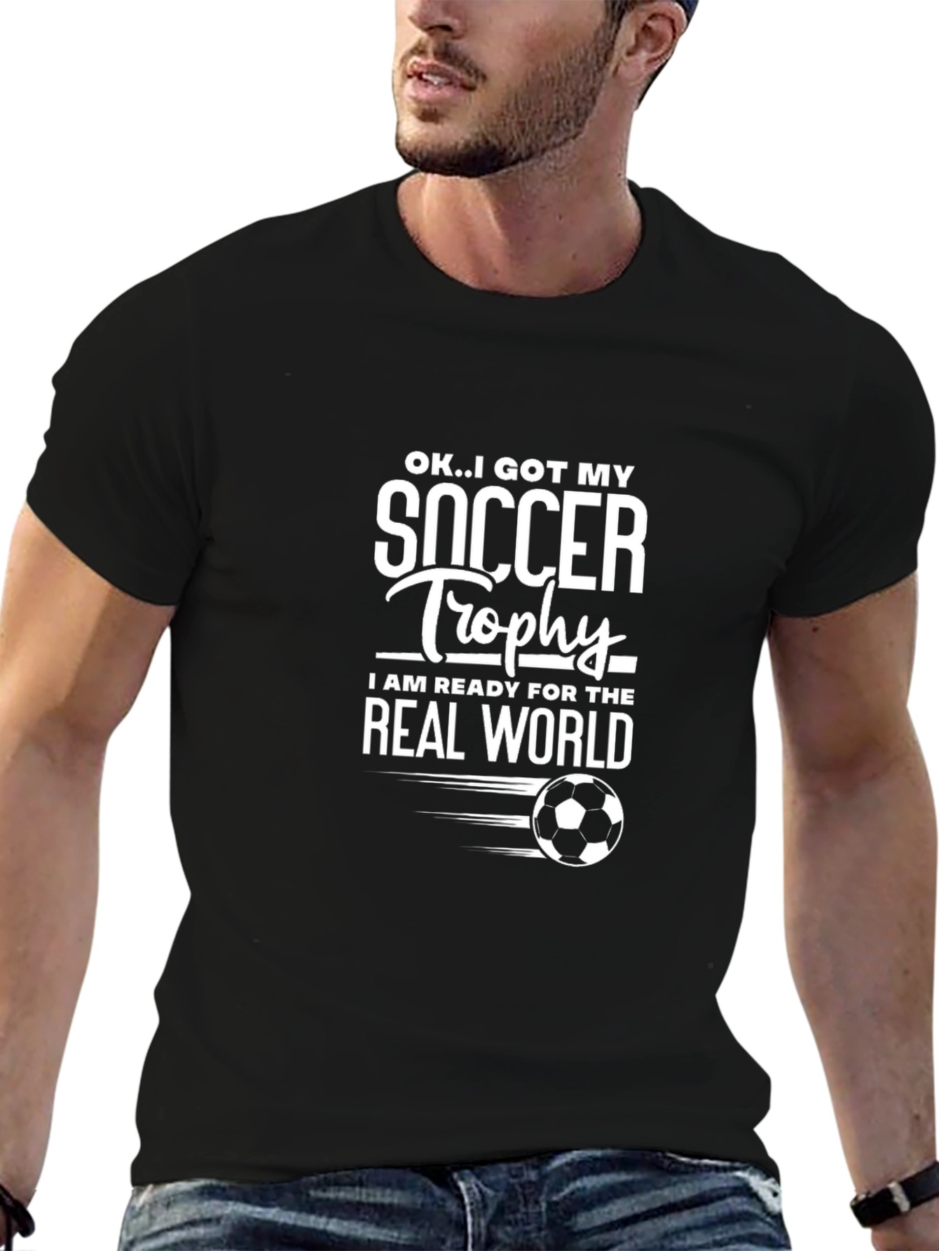 Soccer Trophy Ready T-Shirt - Black Cotton