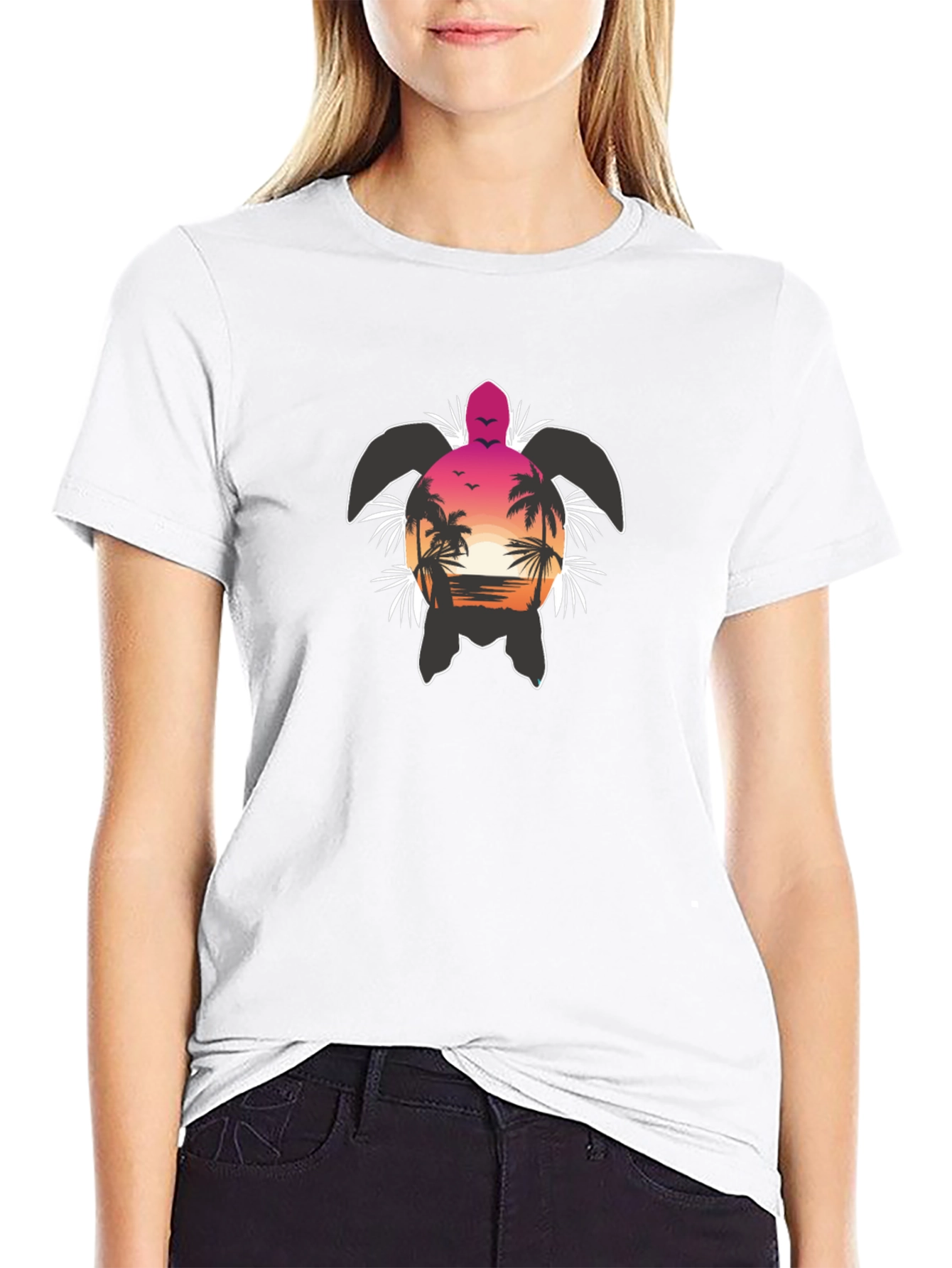 Tropical Turtle Sunset Graphic T-Shirt