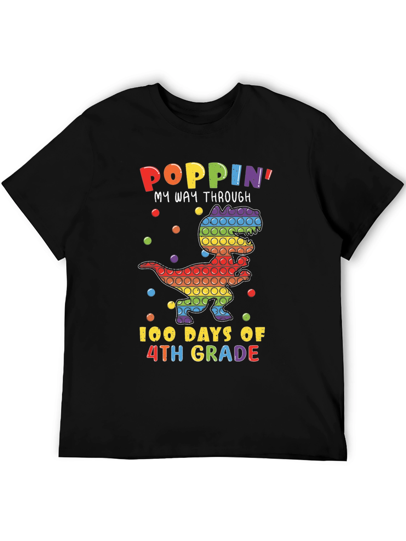 Poppin 100 Days of 4th Grade Dinosaur T-Shirt