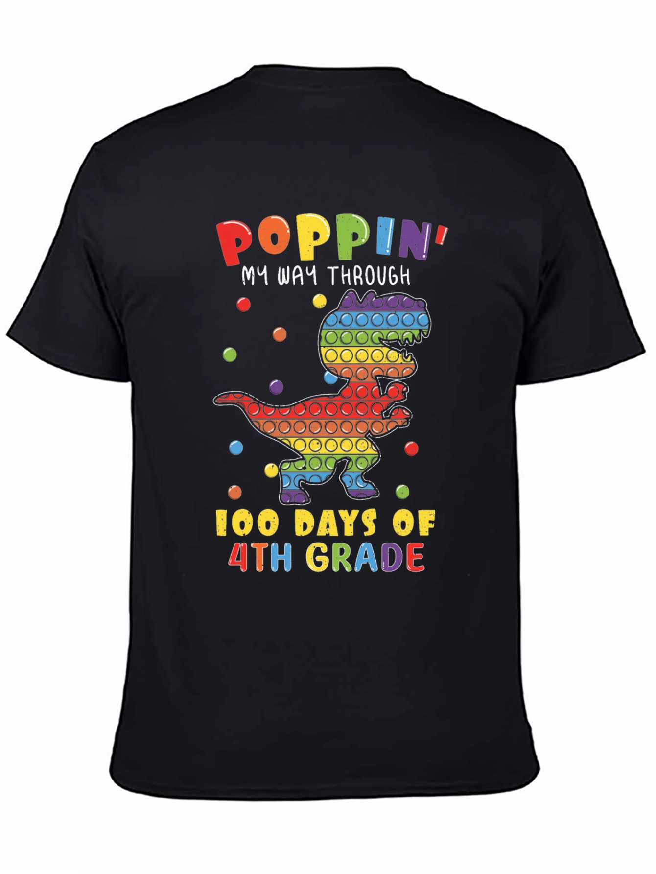 Poppin 100 Days of 4th Grade Dinosaur T-Shirt