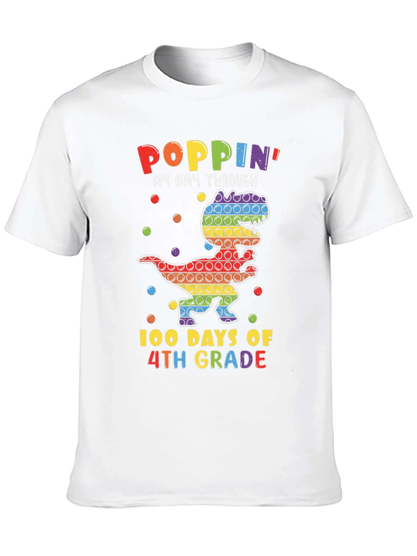 Poppin 100 Days of 4th Grade Dinosaur T-Shirt