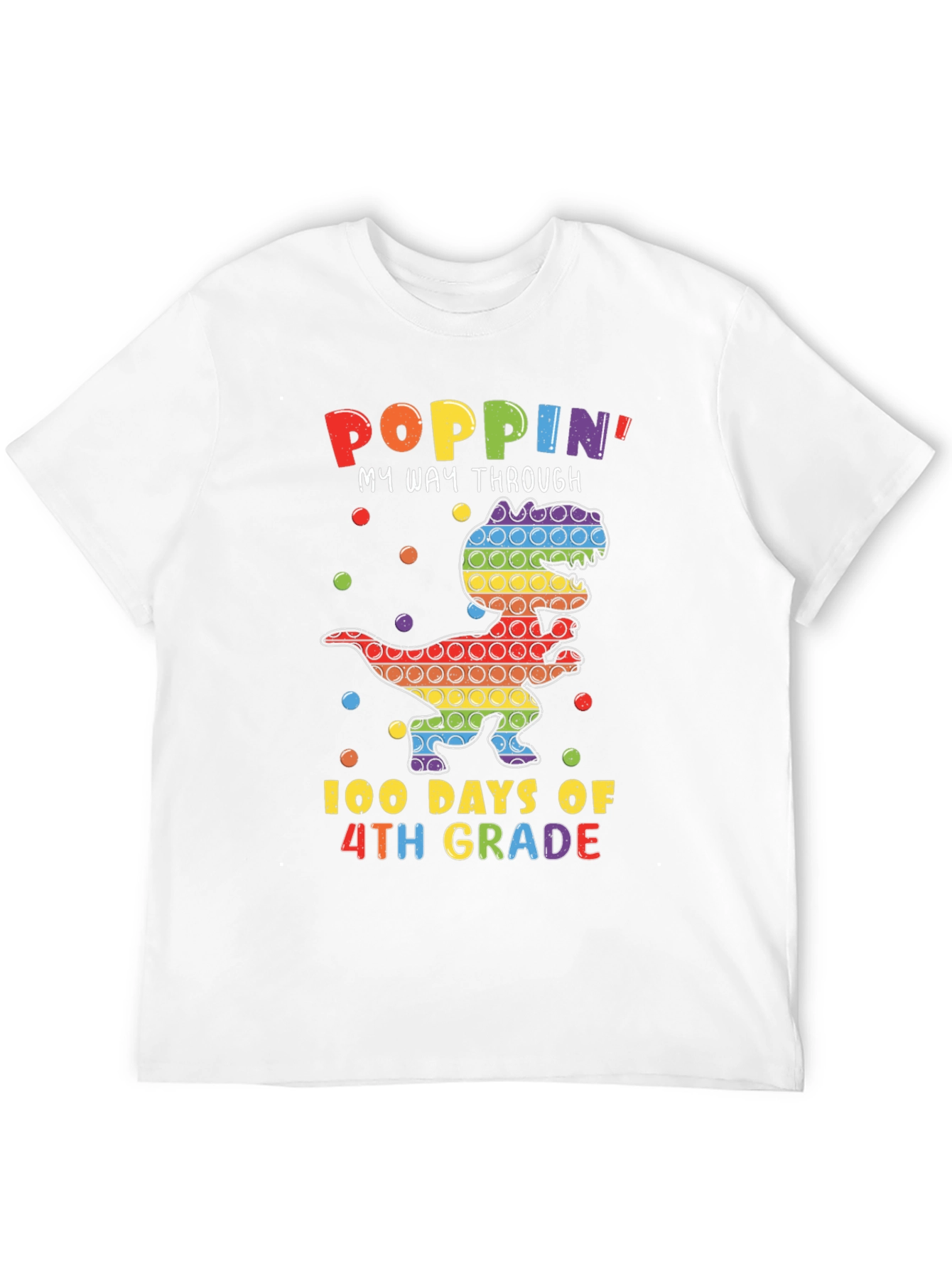 Poppin 100 Days of 4th Grade Dinosaur T-Shirt
