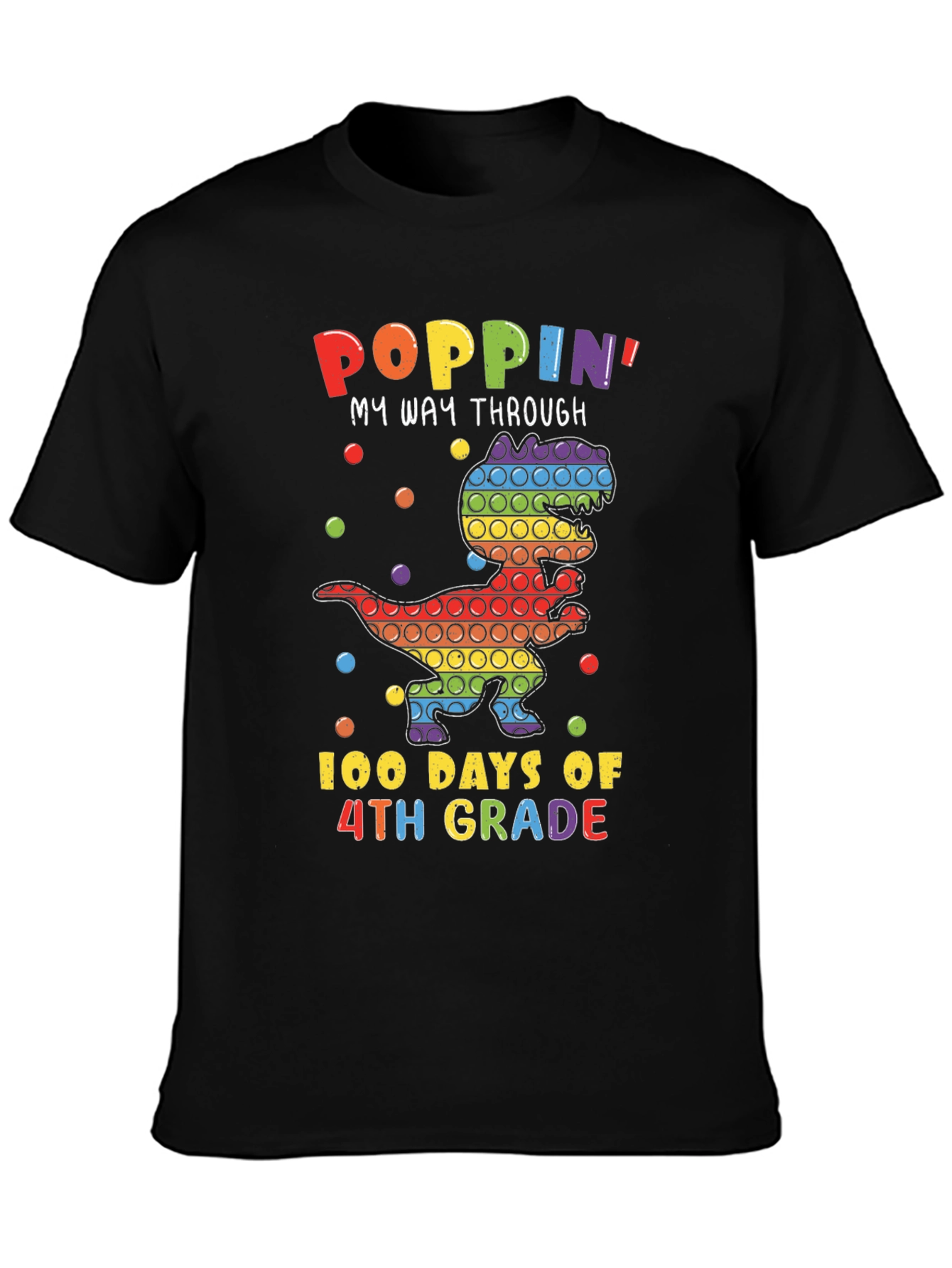 Poppin 100 Days of 4th Grade Dinosaur T-Shirt
