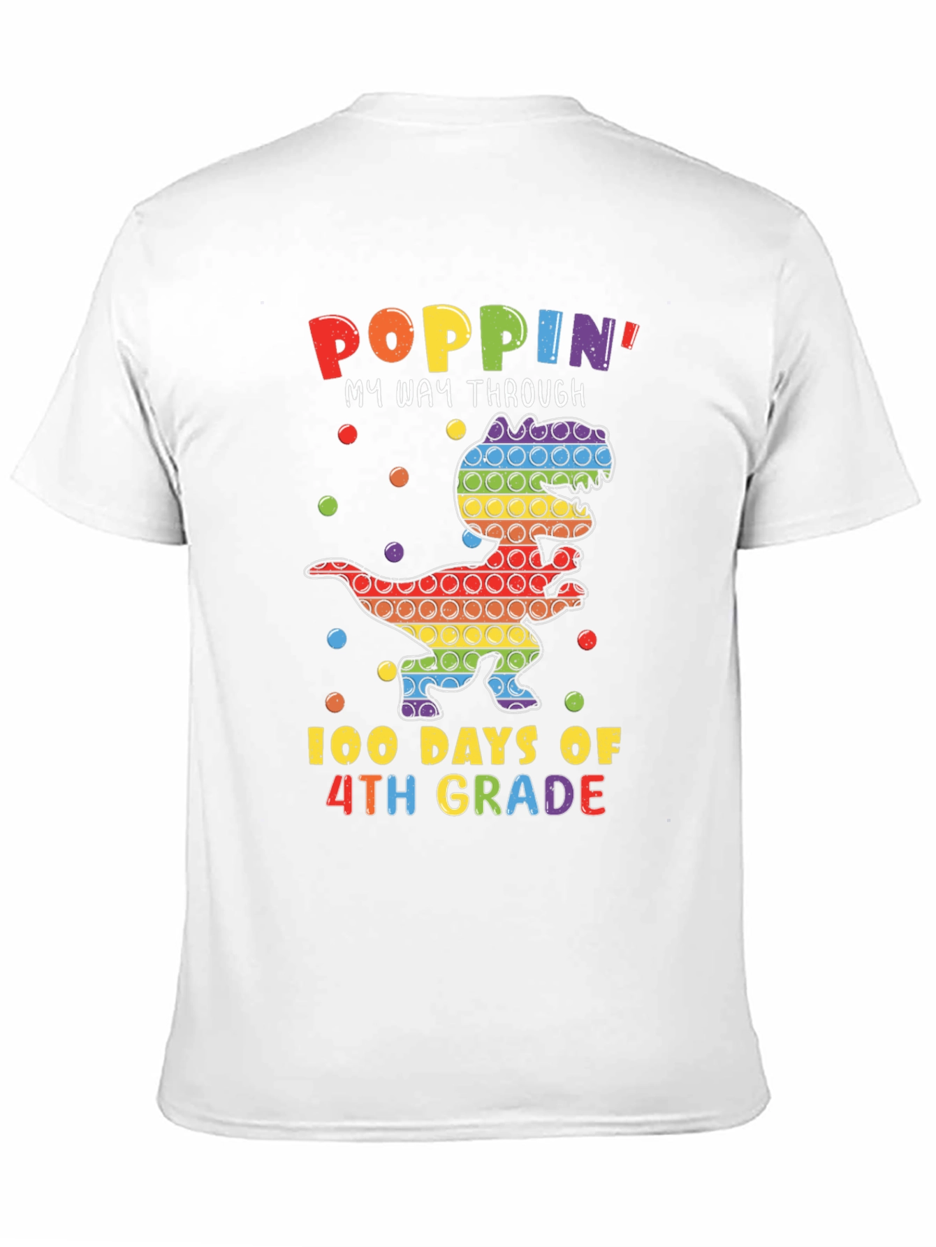 Poppin 100 Days of 4th Grade Dinosaur T-Shirt