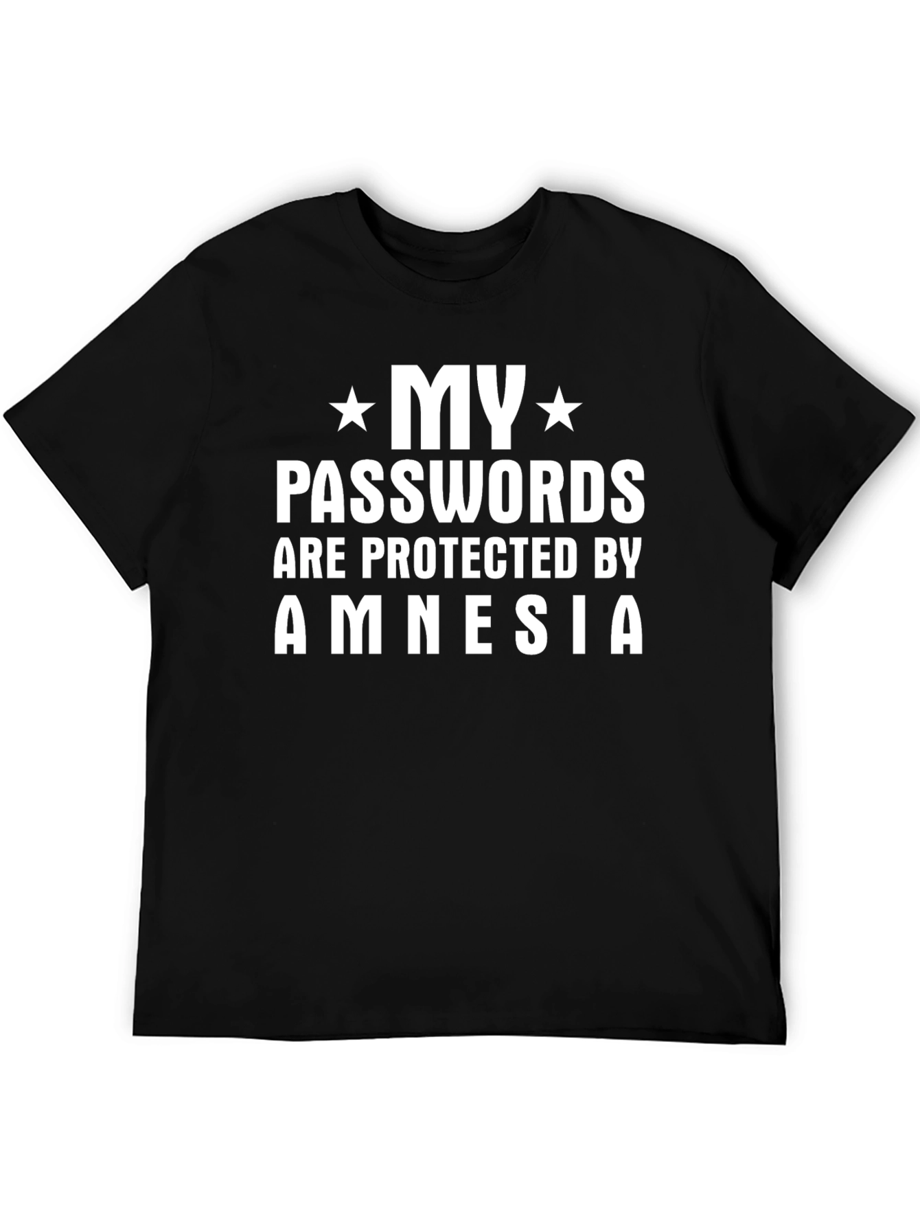 Funny Amnesia Password Protected Black T-Shirt