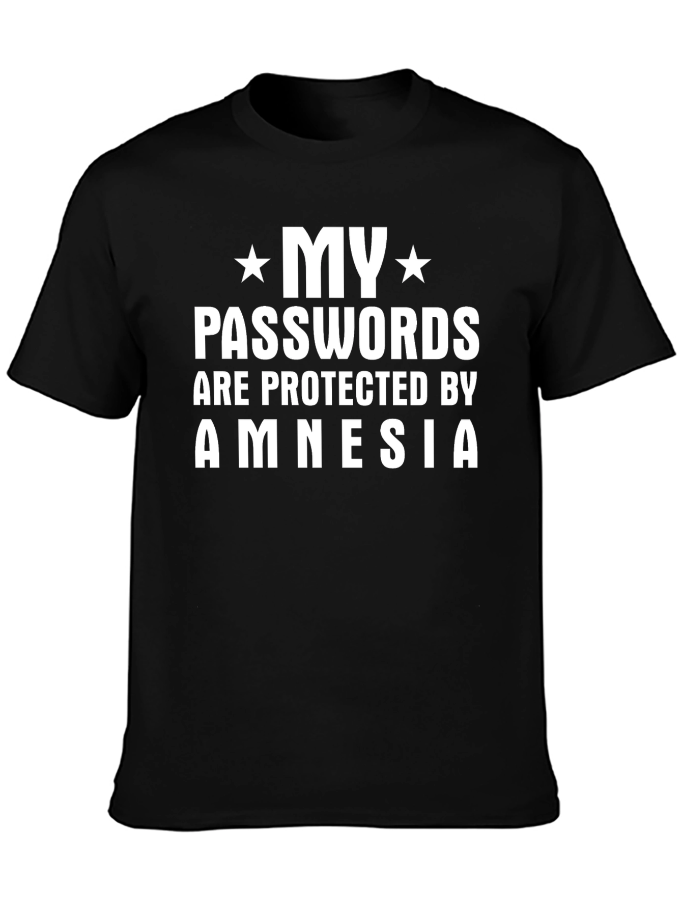 Funny Amnesia Password Protected Black T-Shirt