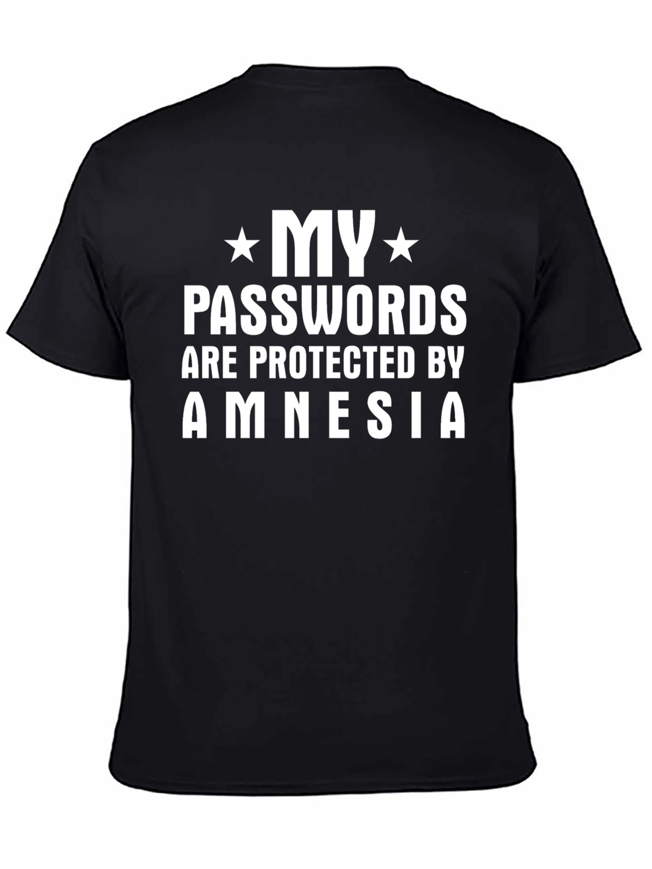 Funny Amnesia Password Protected Black T-Shirt