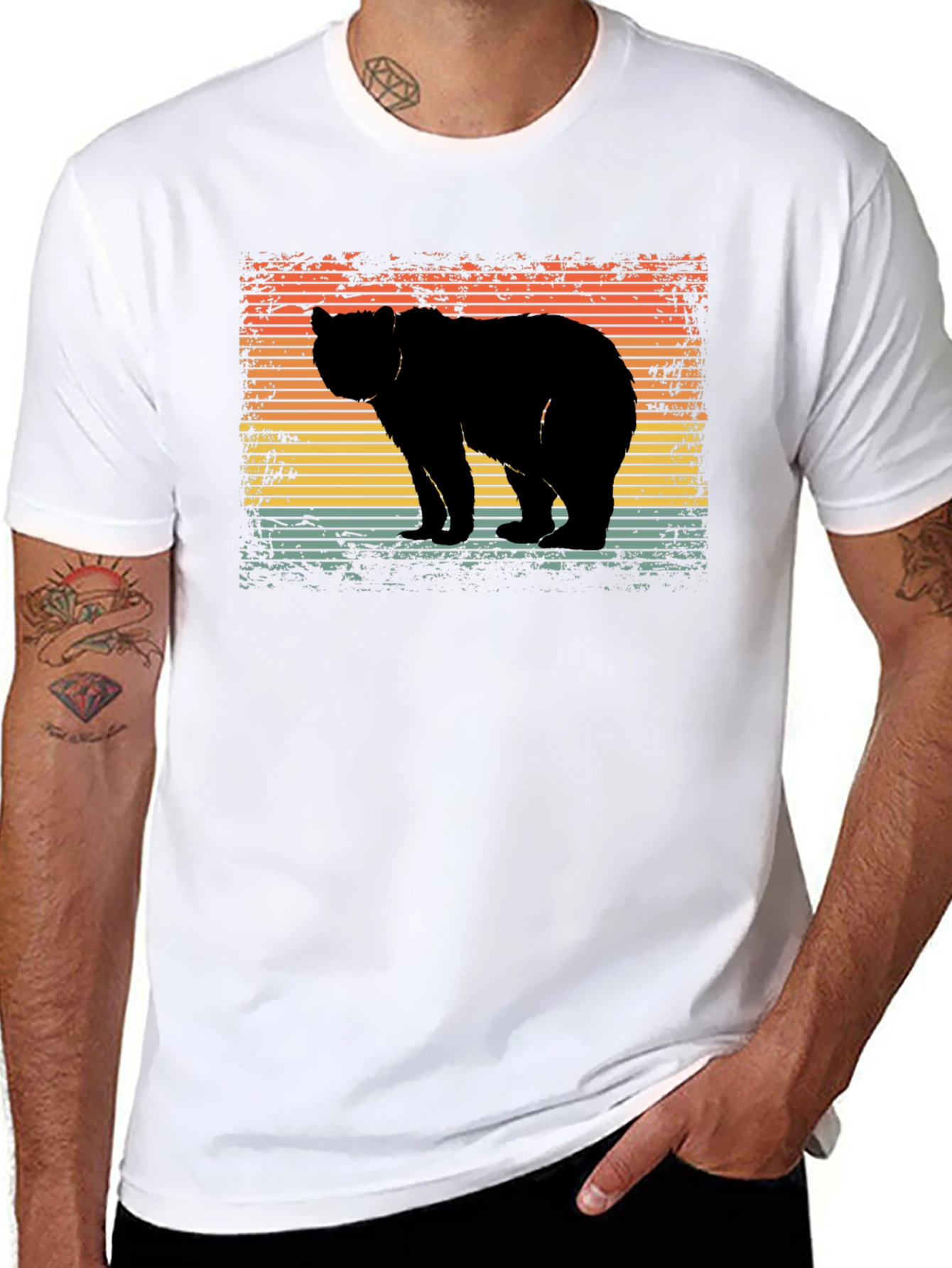 Retro Bear Silhouette Graphic T-Shirt