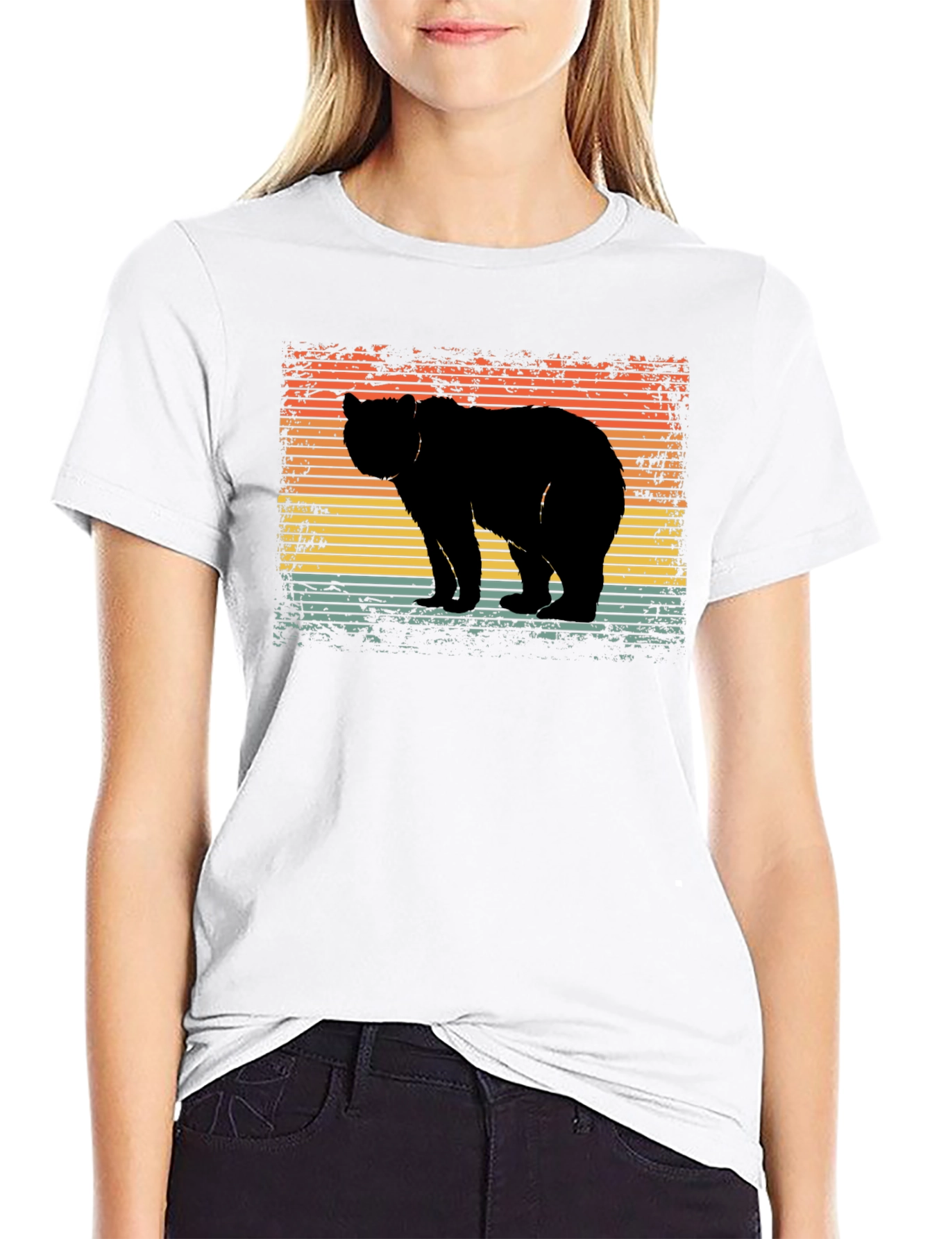 Retro Bear Silhouette Graphic T-Shirt