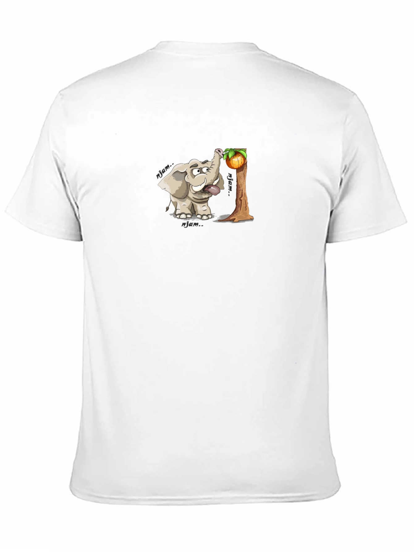 Elephant Cartoon Print Black T-Shirt