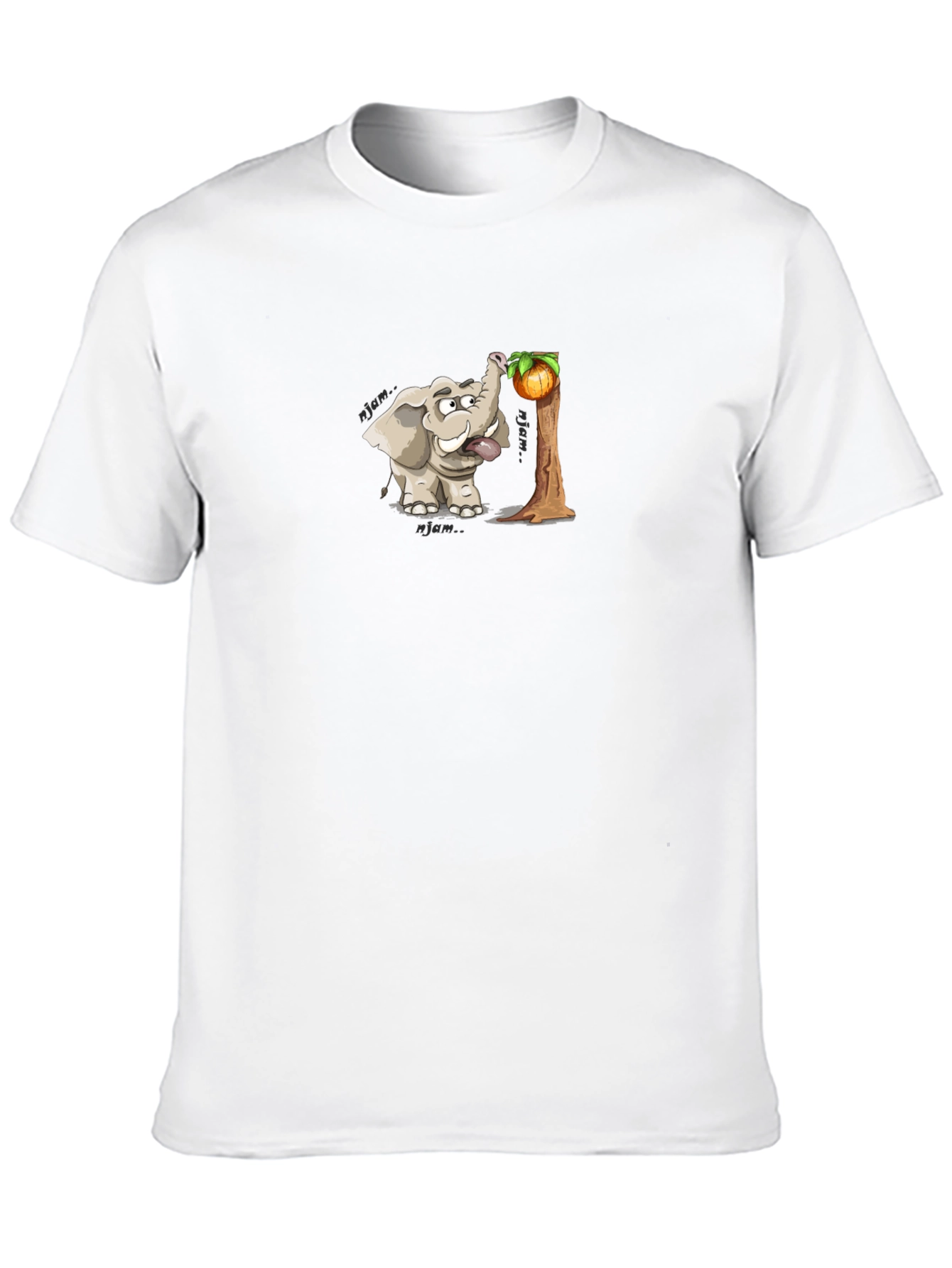 Elephant Cartoon Print Black T-Shirt