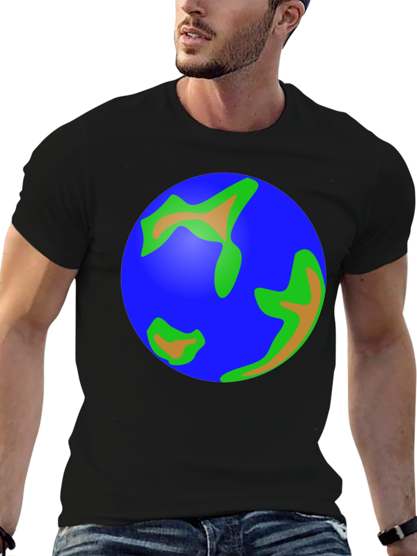 Earth Graphic Tee - Black Cotton T-Shirt