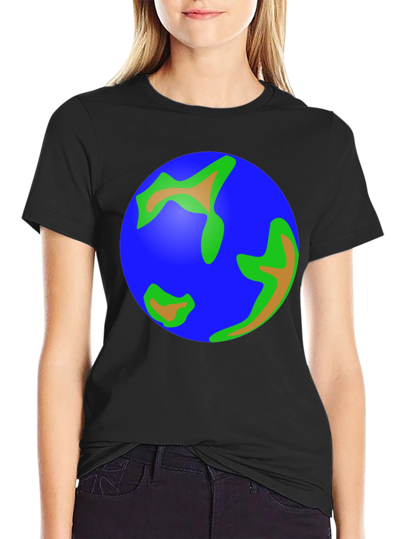 Earth Graphic Tee - Black Cotton T-Shirt