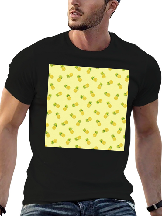 Pineapple Pattern Graphic Tee - Black