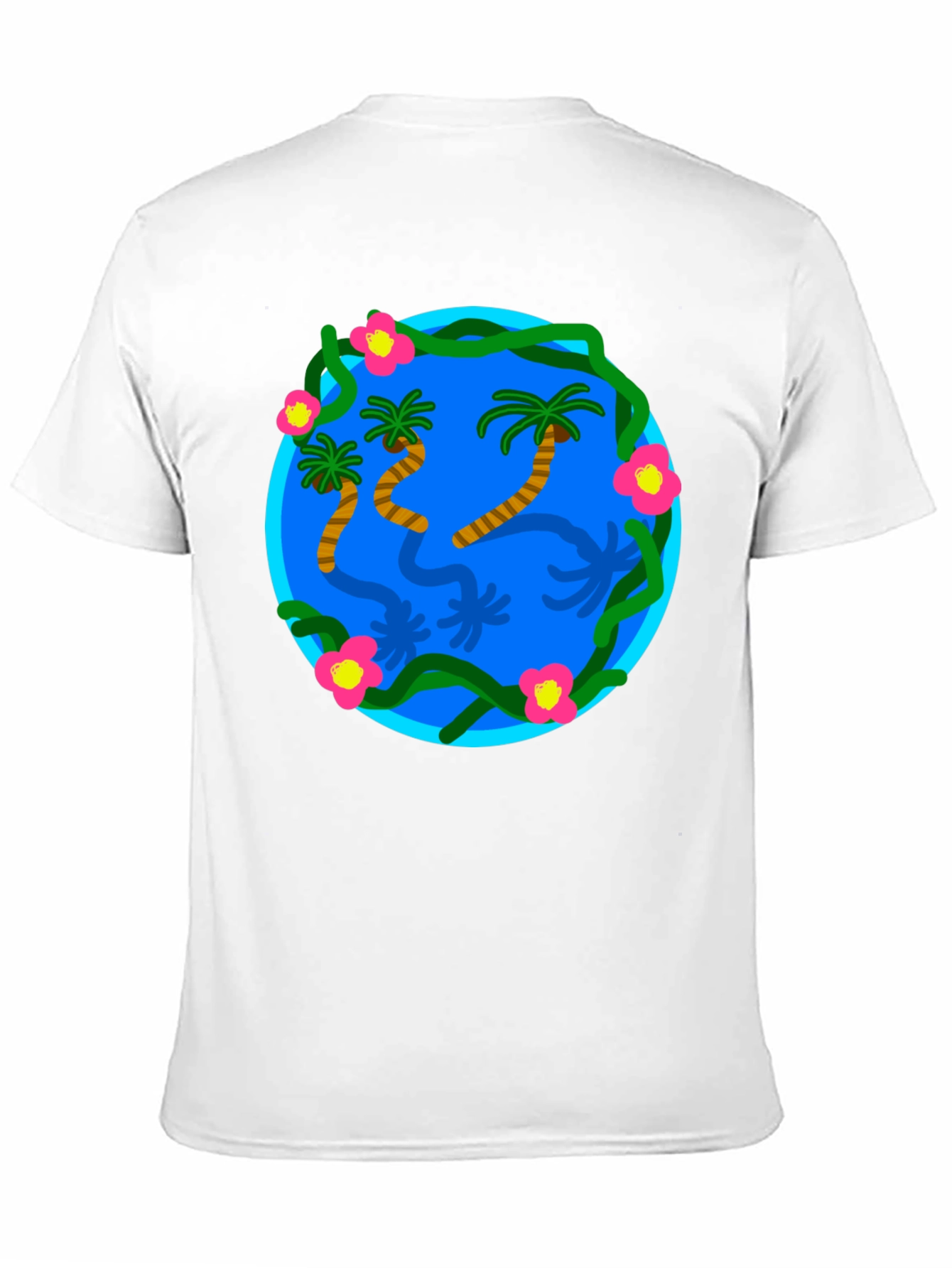 Tropical Island Graphic Black T-Shirt