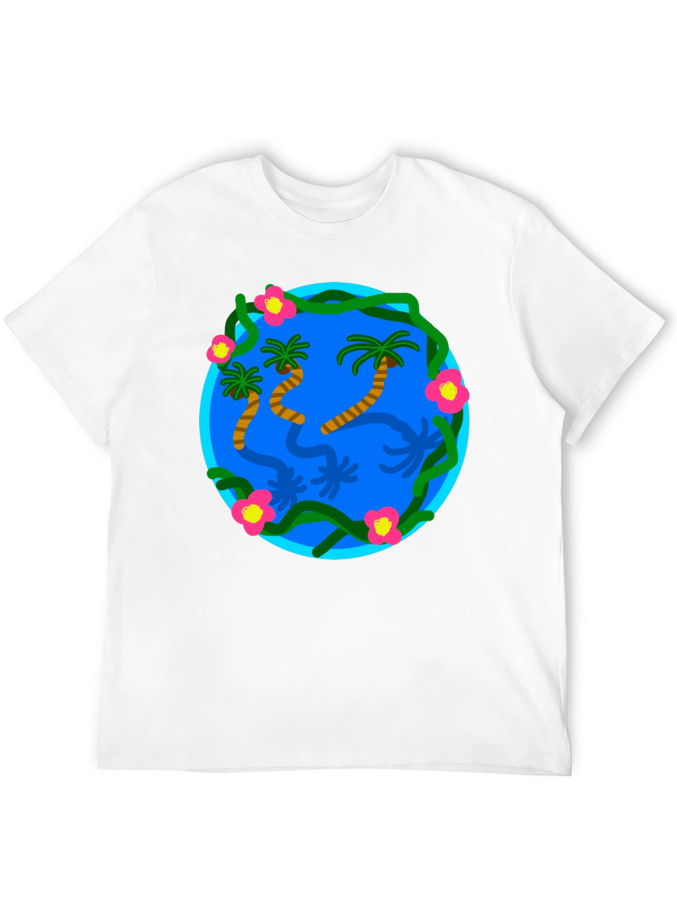 Tropical Island Graphic Black T-Shirt