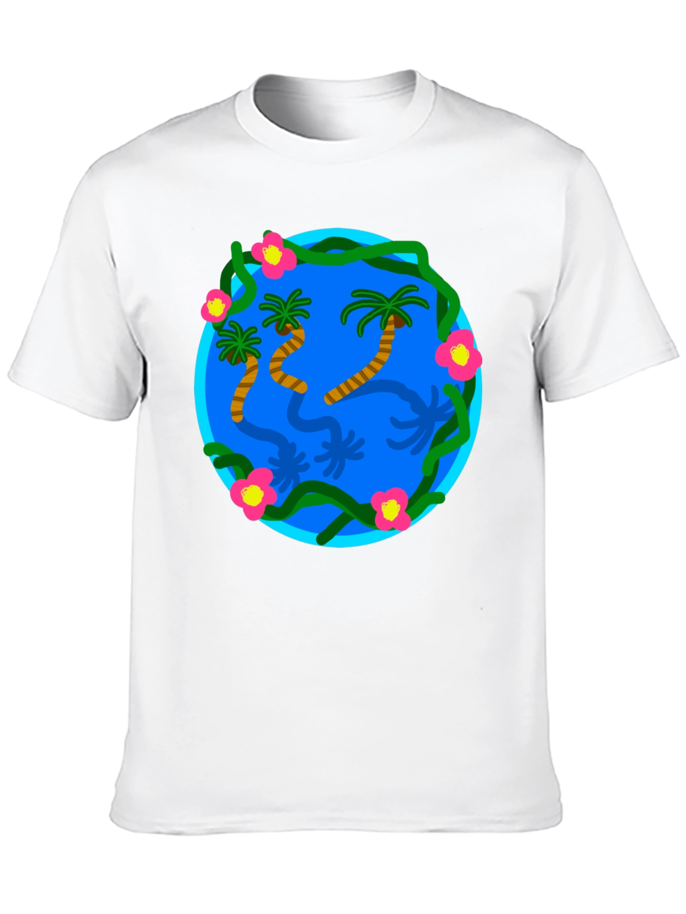 Tropical Island Graphic Black T-Shirt