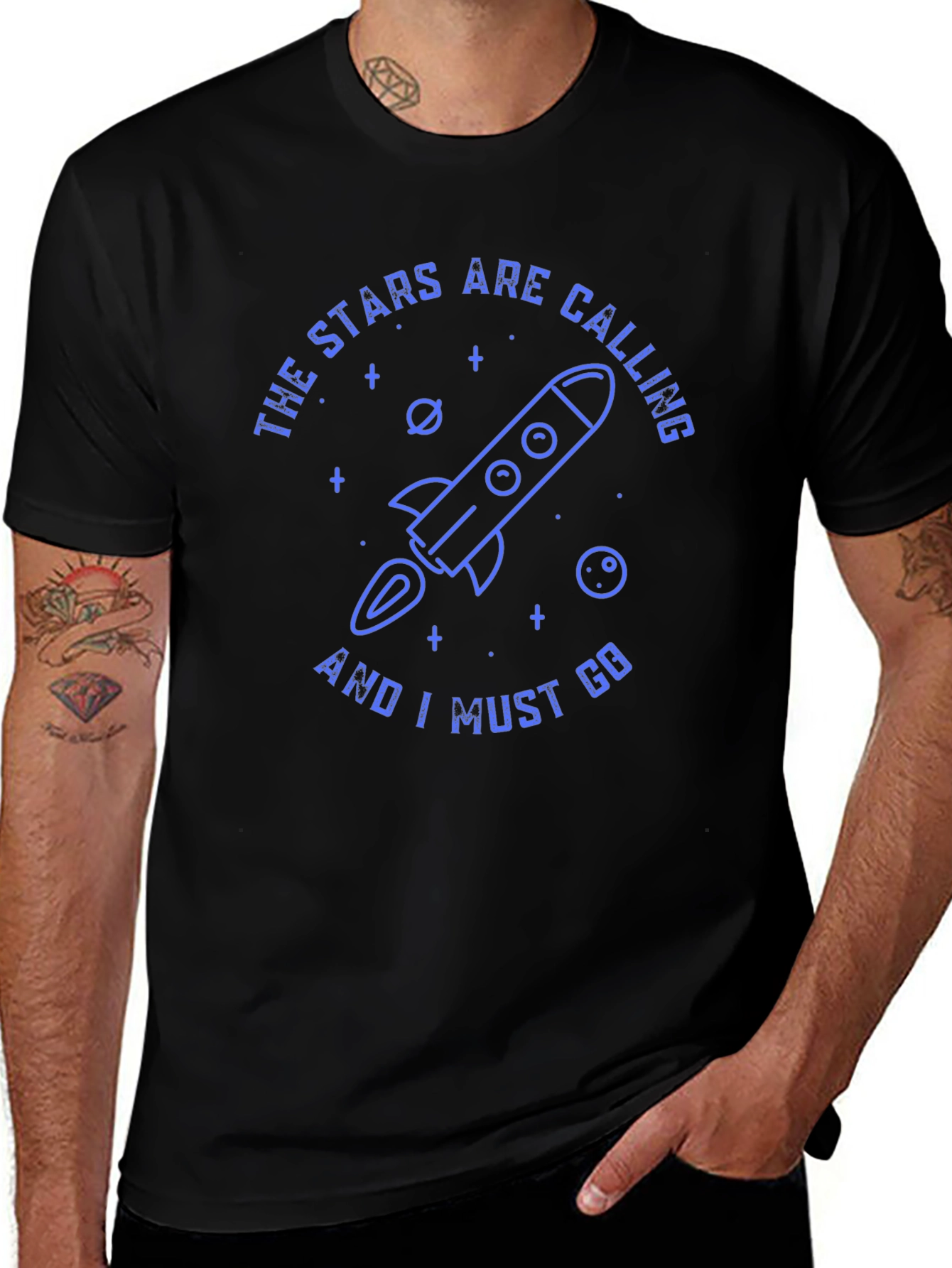Stars Calling Rocket Graphic T-Shirt