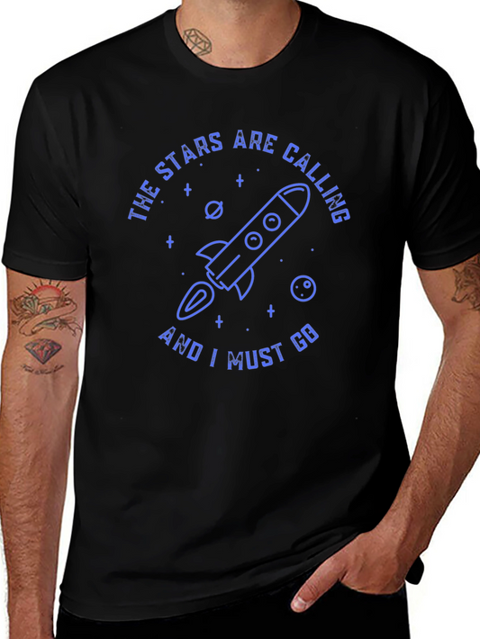 Stars Calling Rocket Graphic T-Shirt