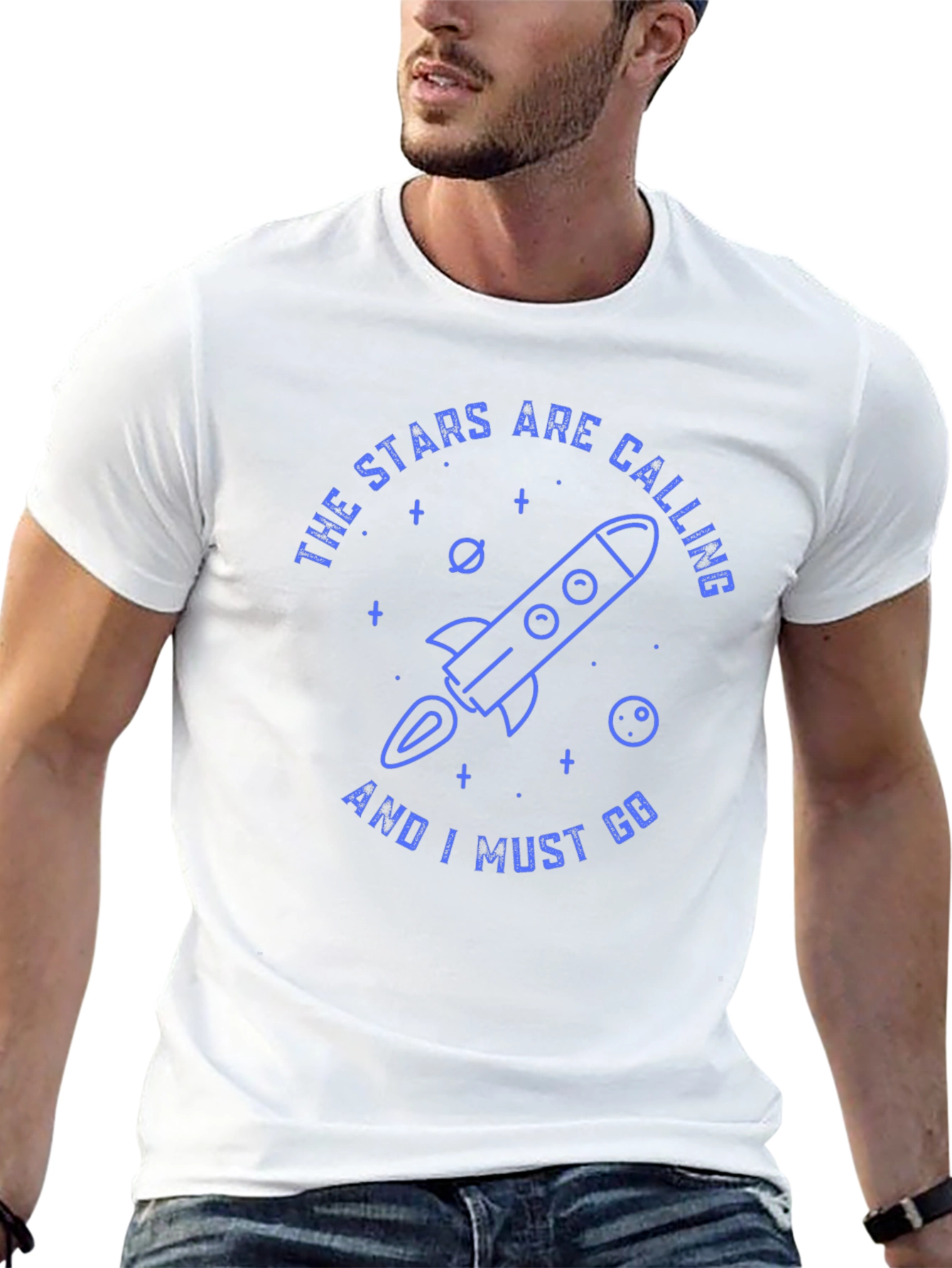 Stars Calling Rocket Graphic T-Shirt