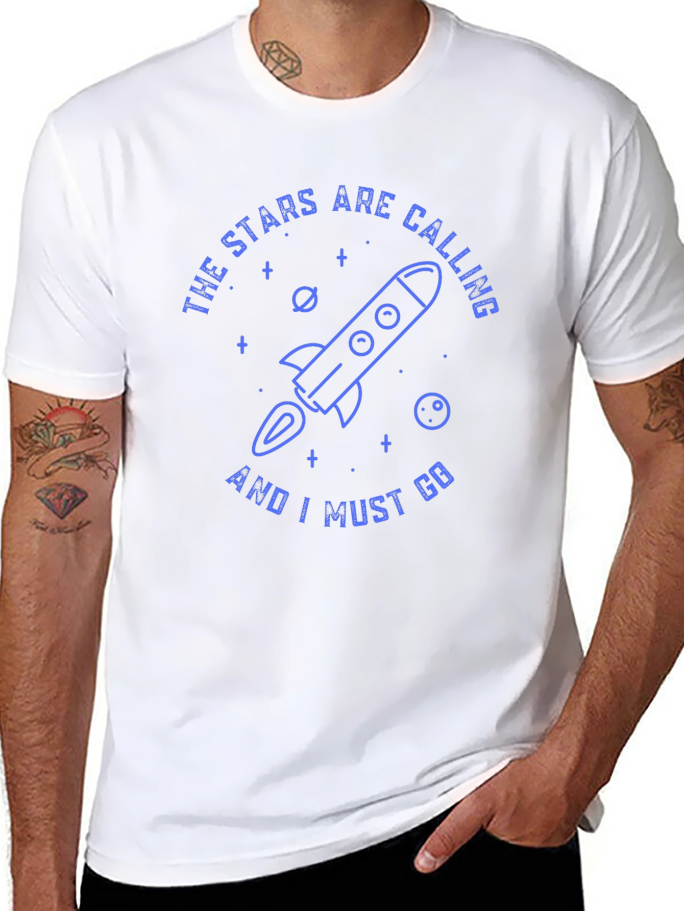 Stars Calling Rocket Graphic T-Shirt