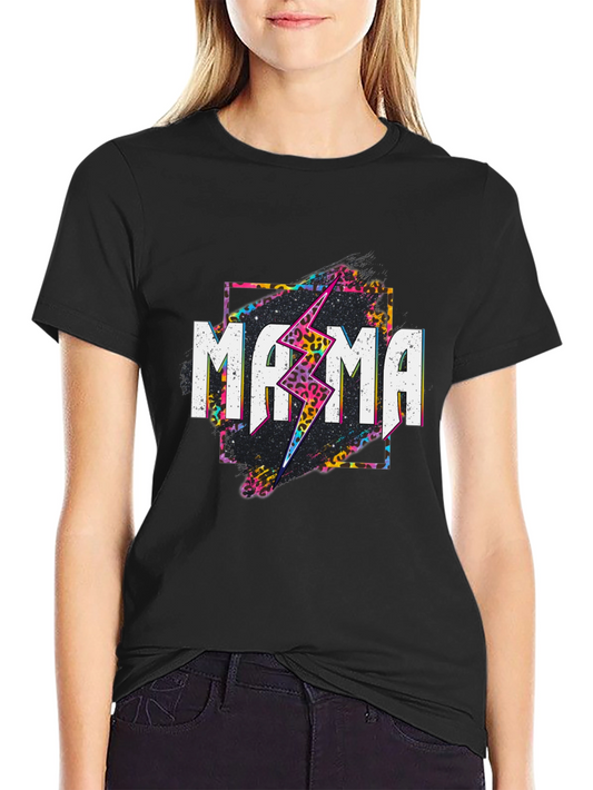 Mama Lightning Bolt Graphic Tee - Black