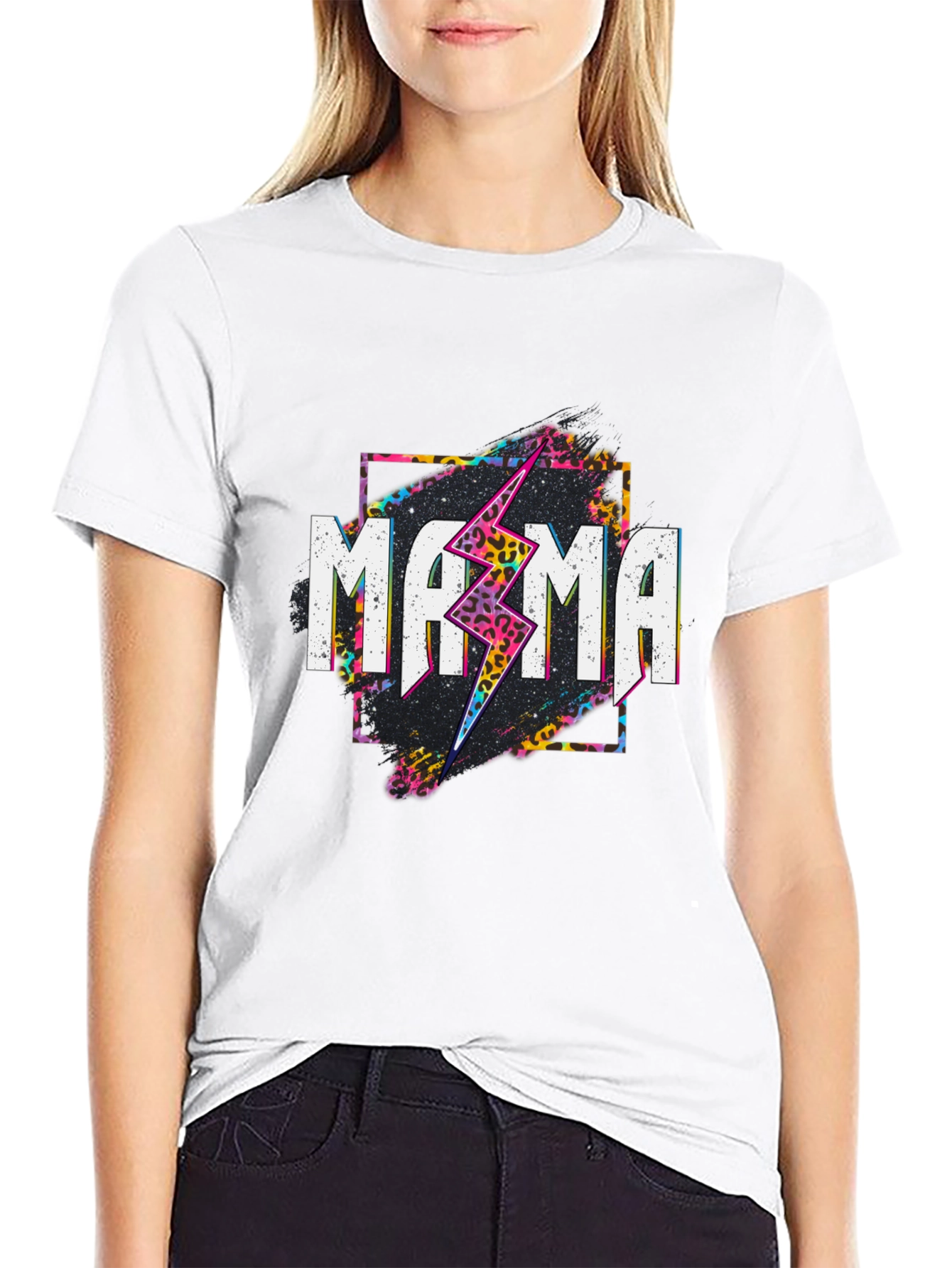 Mama Lightning Bolt Graphic Tee - Black