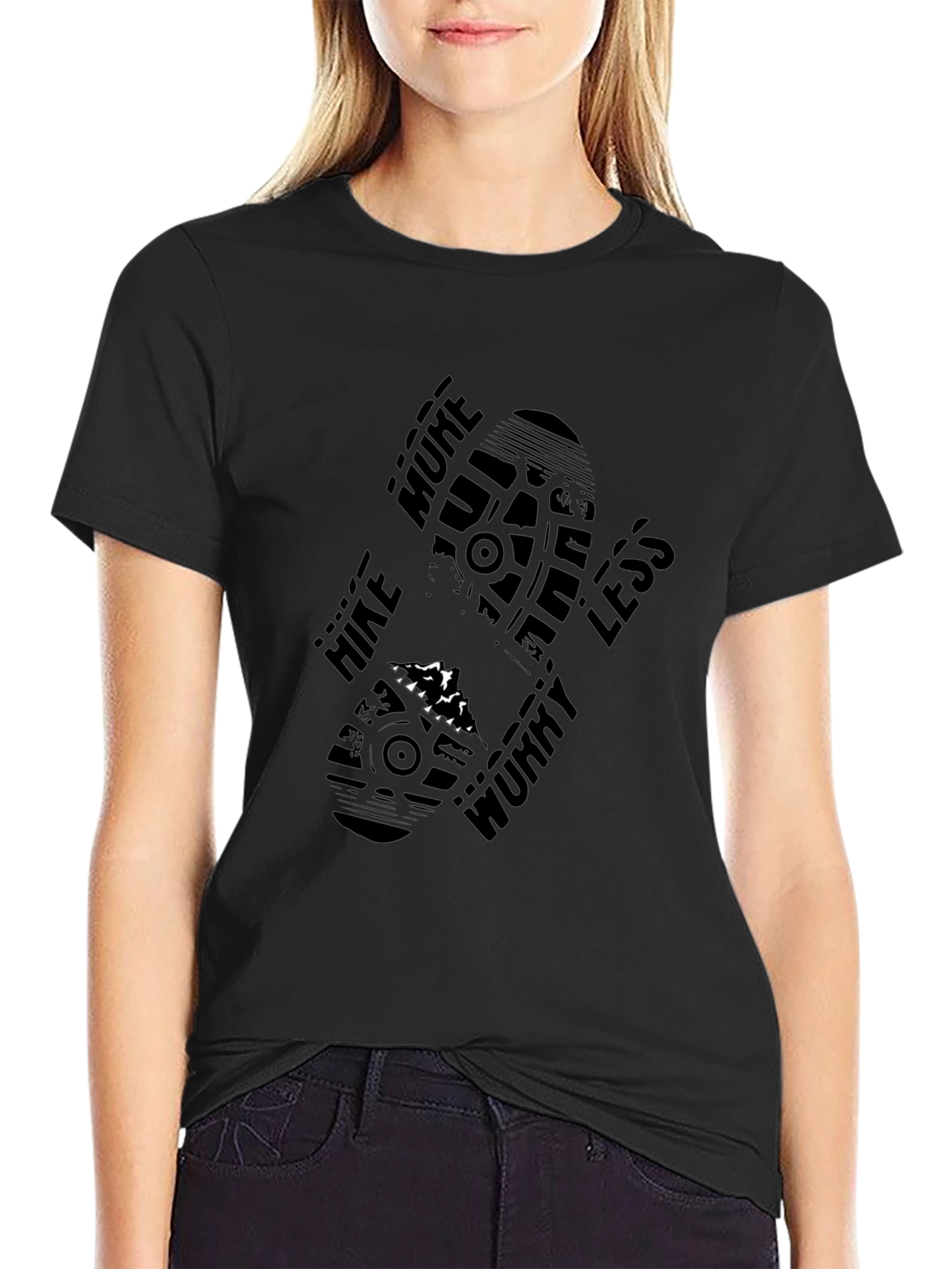 Hike More Worry Less Black Graphic Tee
