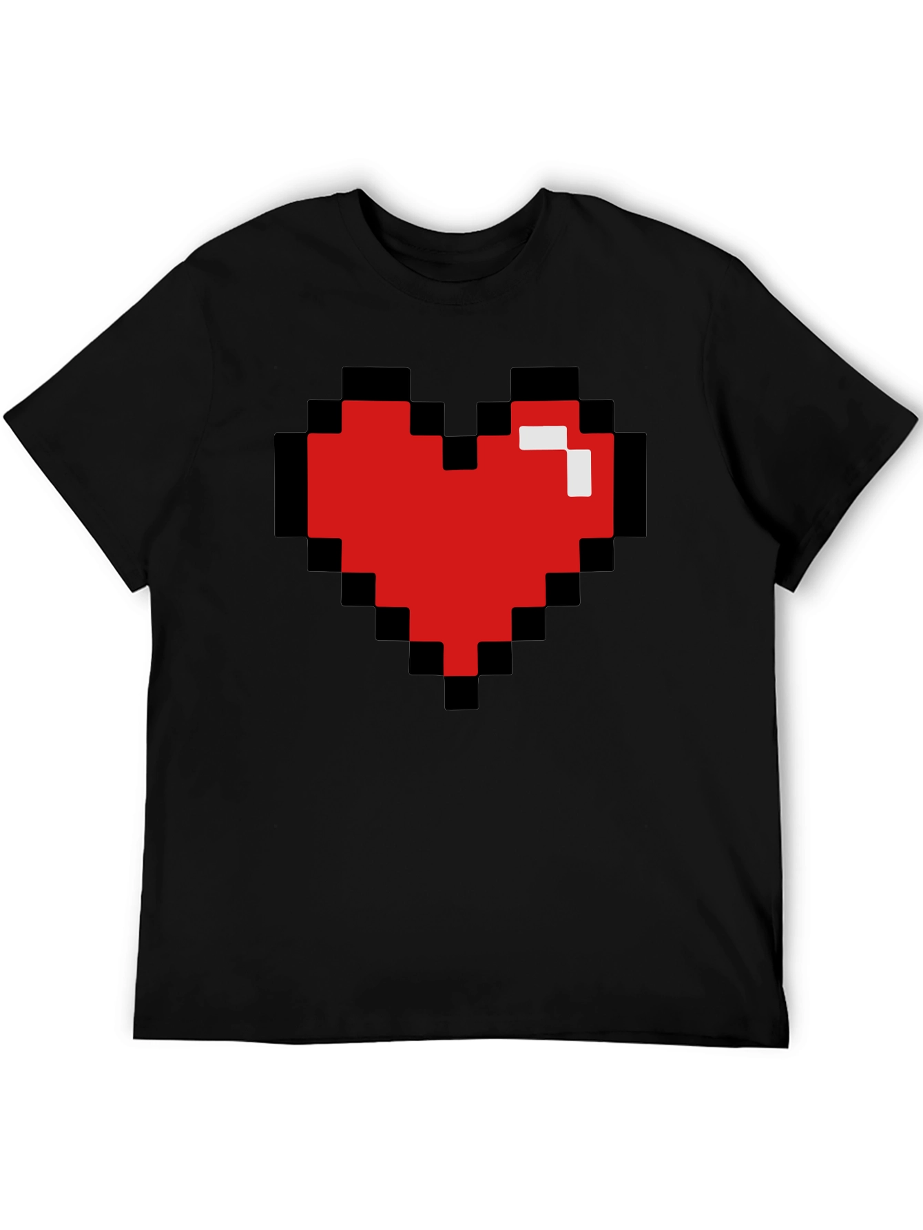 Pixel Heart Black T-Shirt - Gamer Love