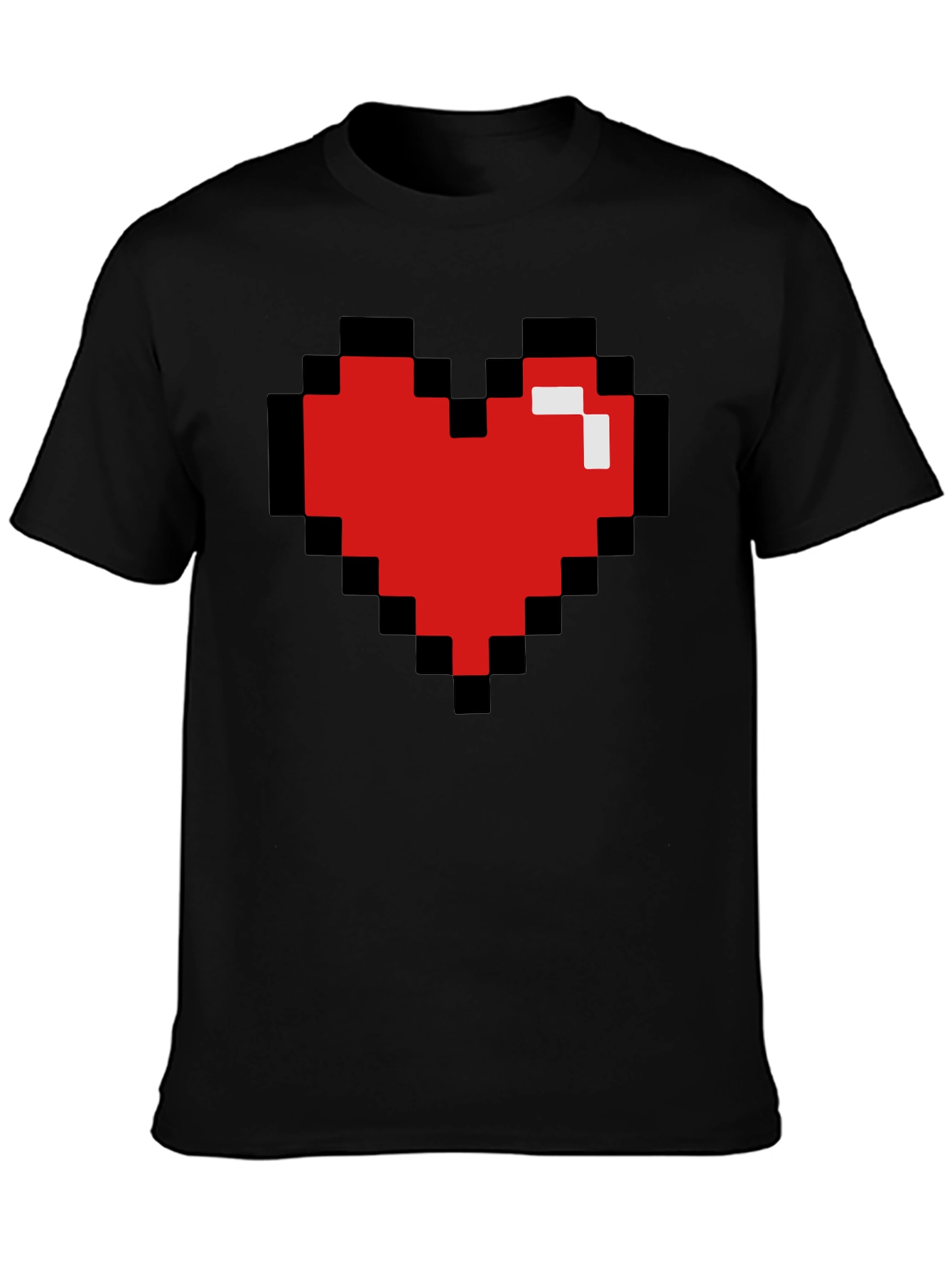 Pixel Heart Black T-Shirt - Gamer Love