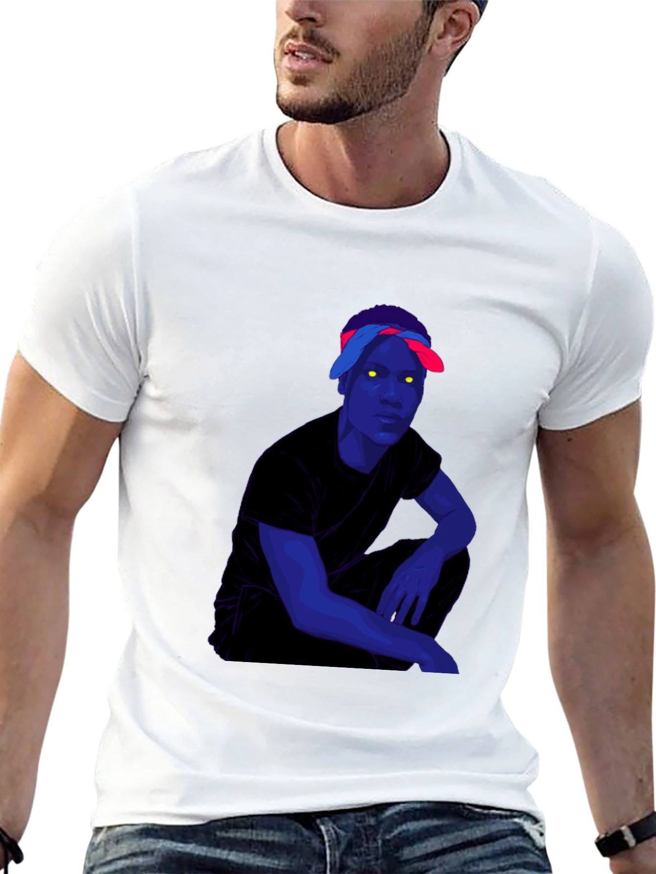 Graphic Print Black T-Shirt with Edgy Character Art