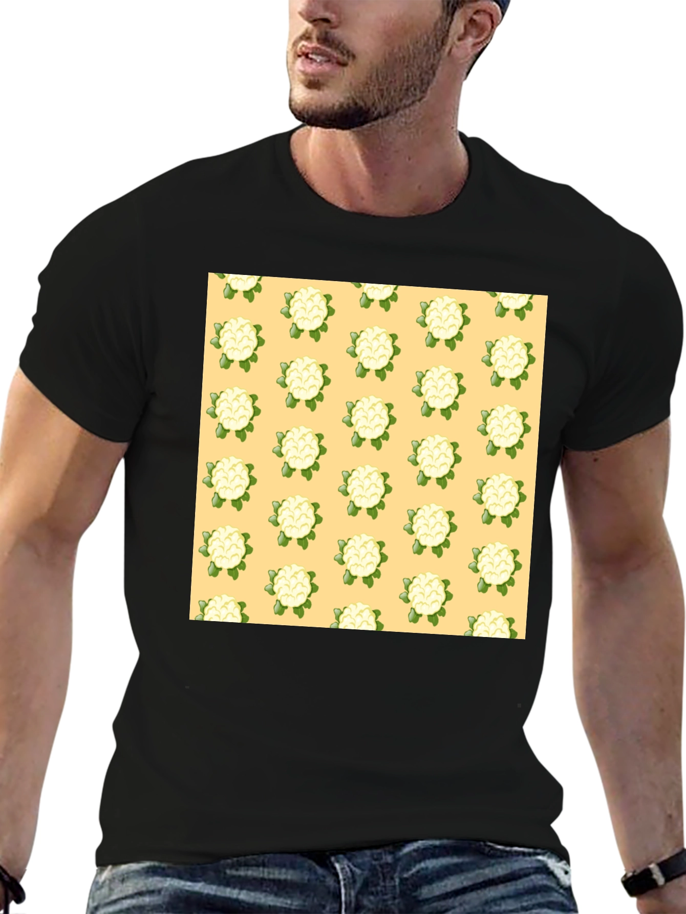 Cauliflower Pattern T-Shirt - Quirky Mens Tee