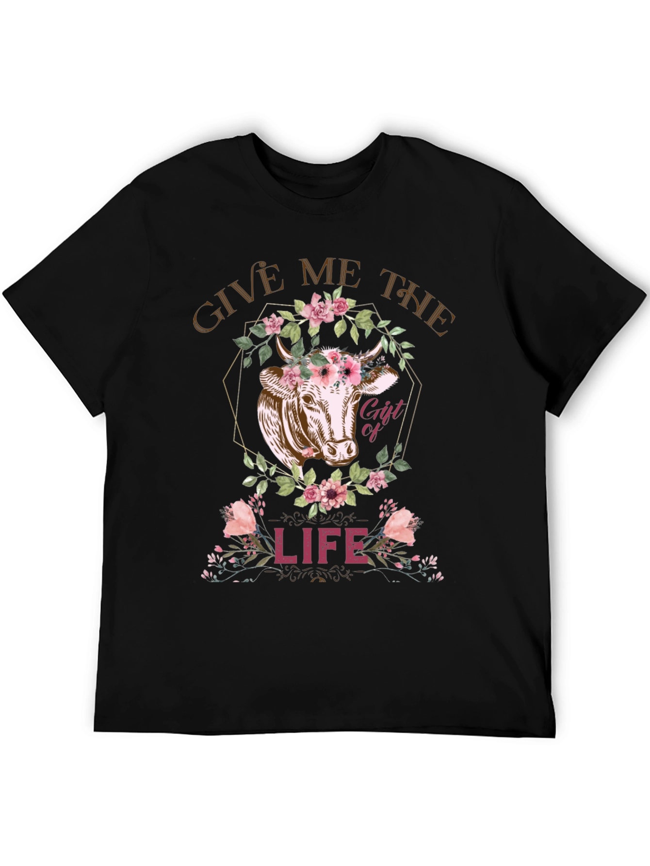Cow Gift of Life Graphic Tee - Black