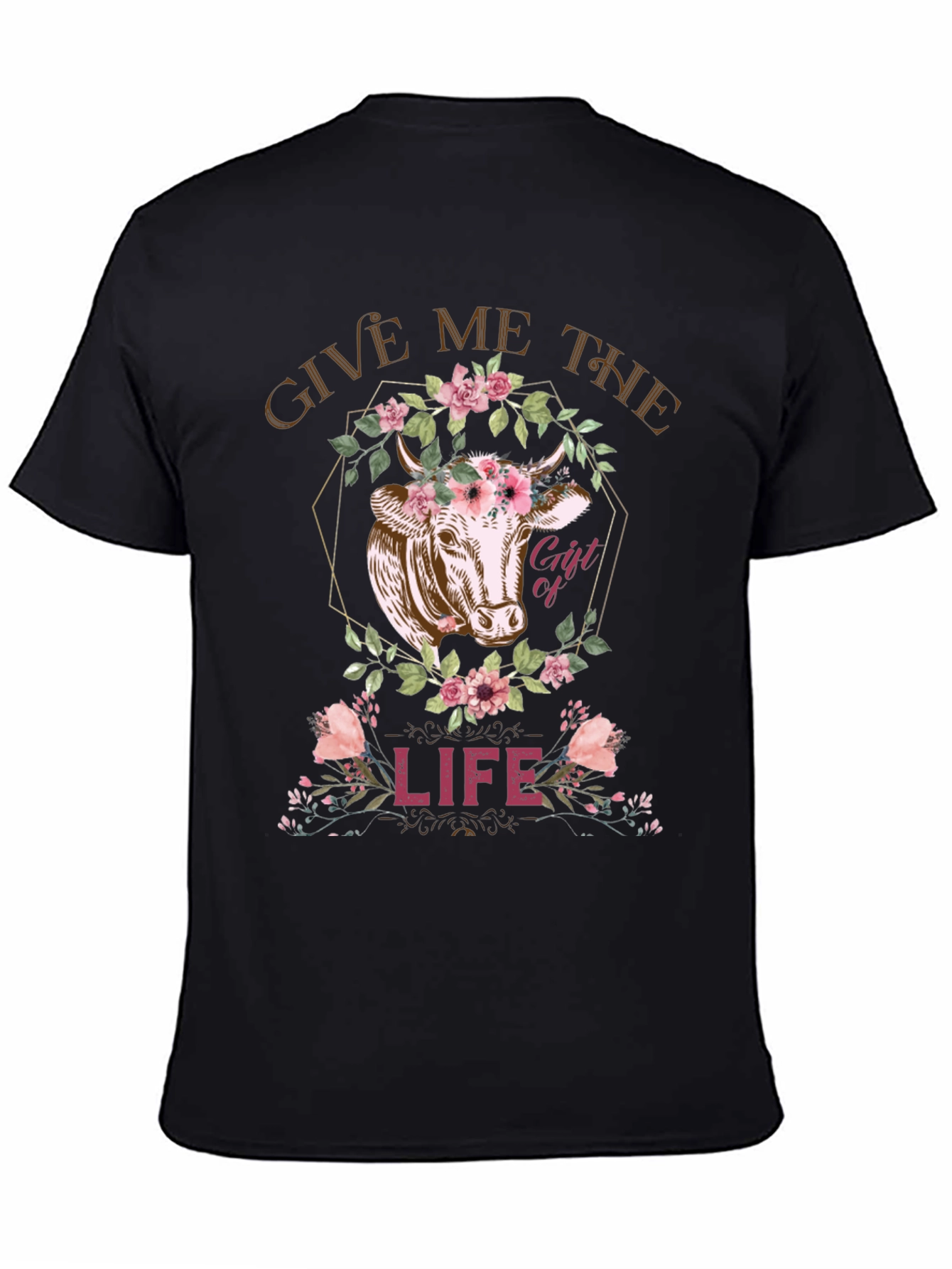 Cow Gift of Life Graphic Tee - Black