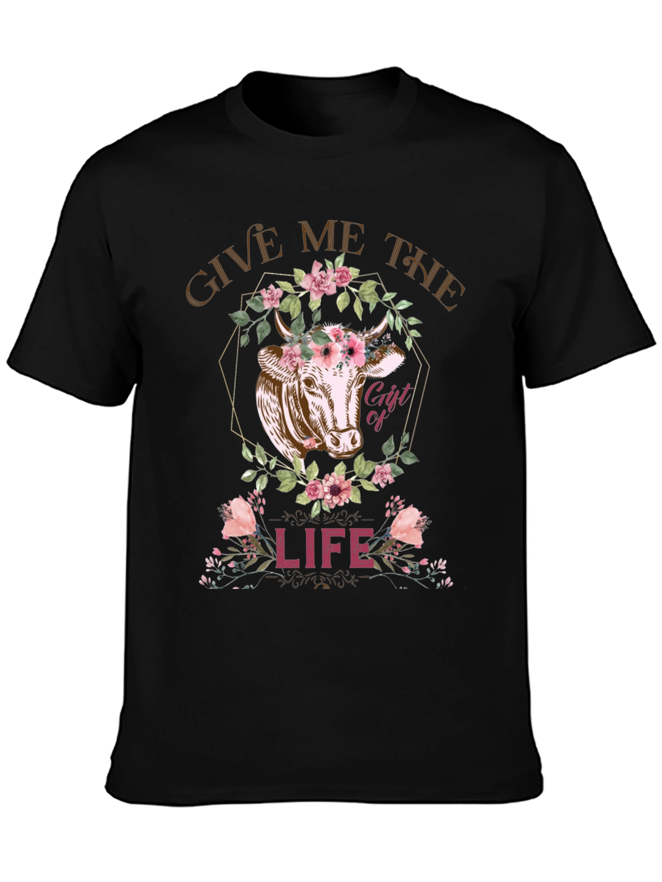 Cow Gift of Life Graphic Tee - Black