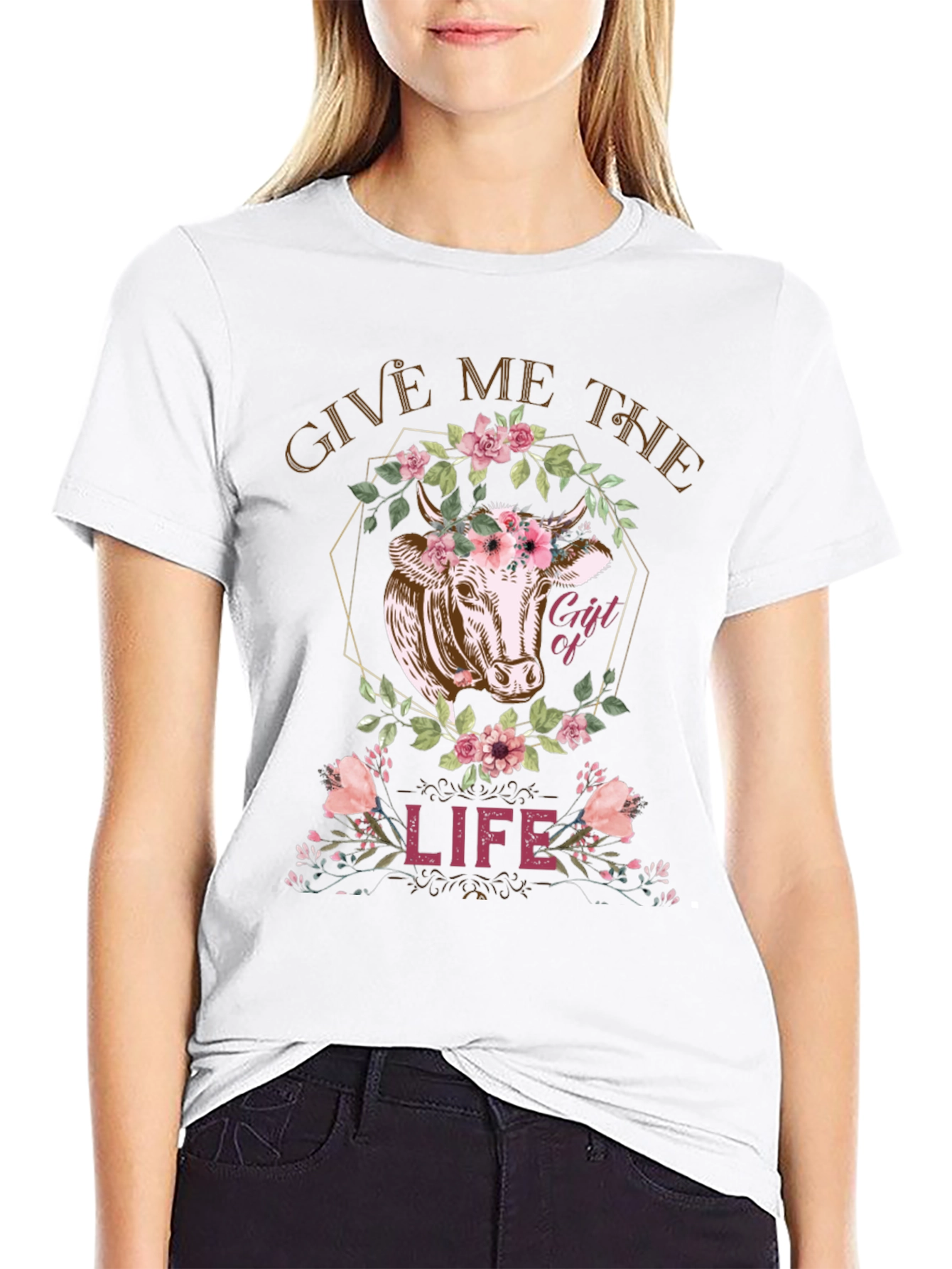 Cow Gift of Life Graphic Tee - Black